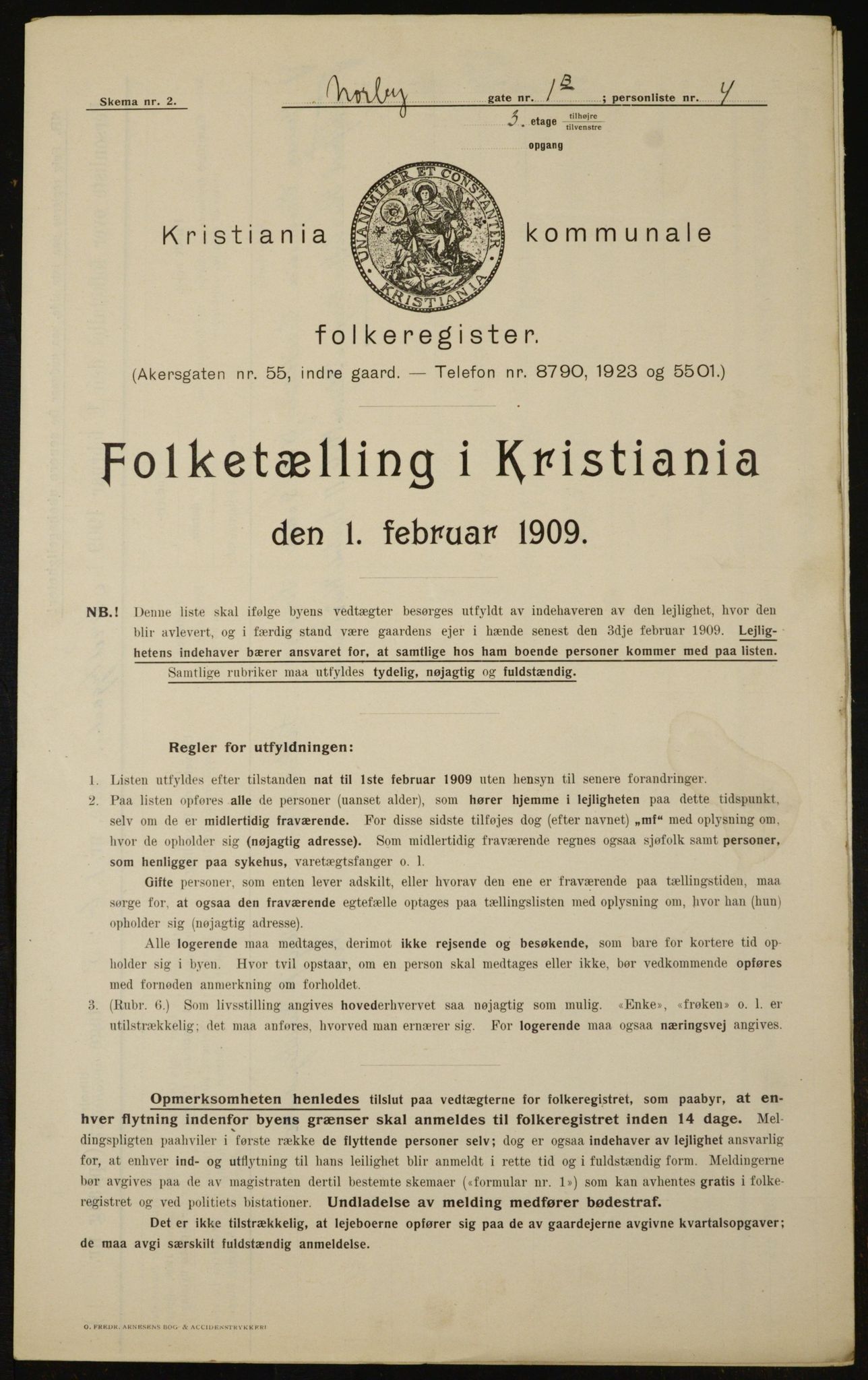 OBA, Kommunal folketelling 1.2.1909 for Kristiania kjøpstad, 1909, s. 64651