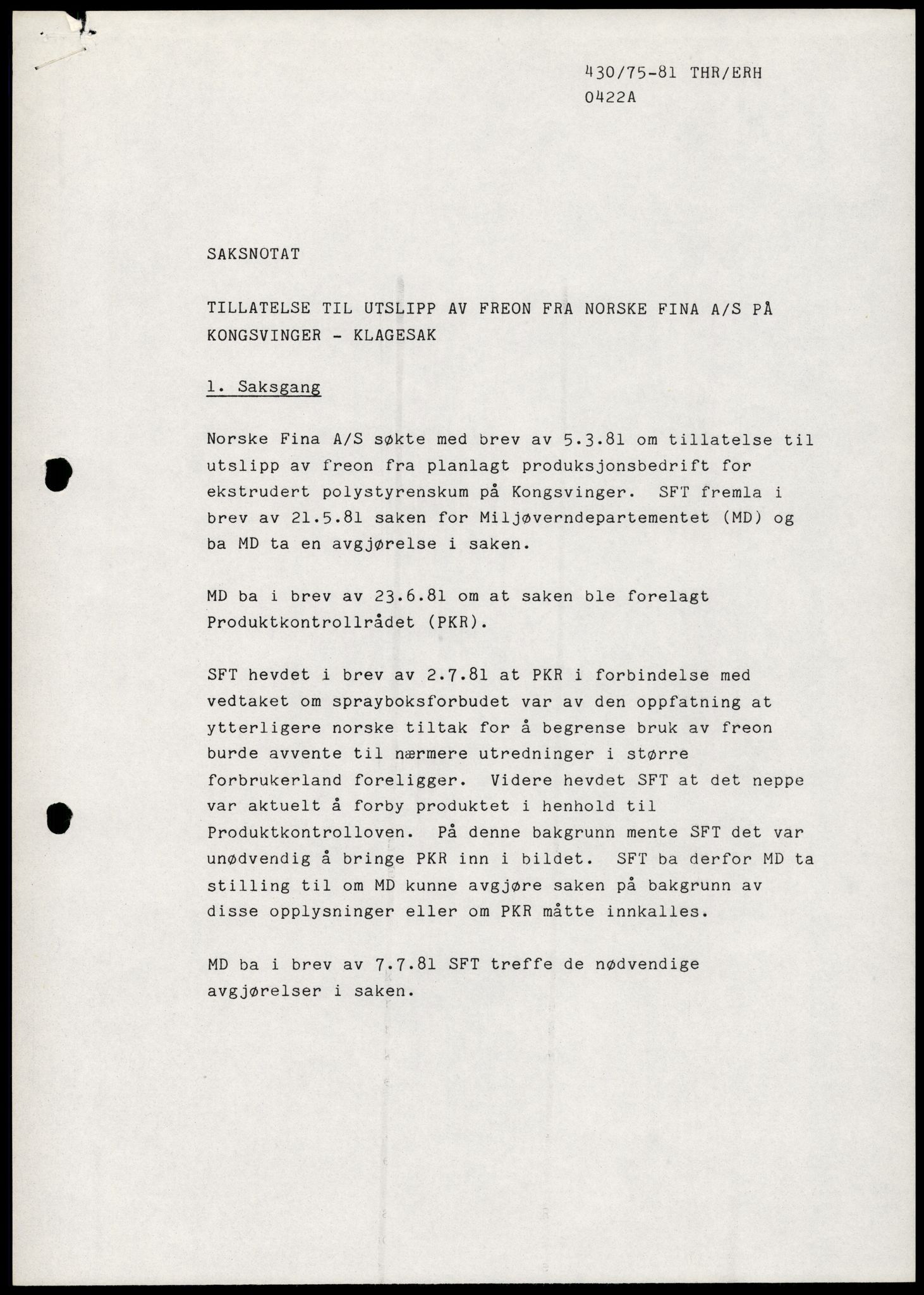 Statens forurensningstilsyn, hovedkontoret, AV/RA-S-4136/1/A/Ab/L0007: Produktkontrollrådet - Innkalling og referater, 1981