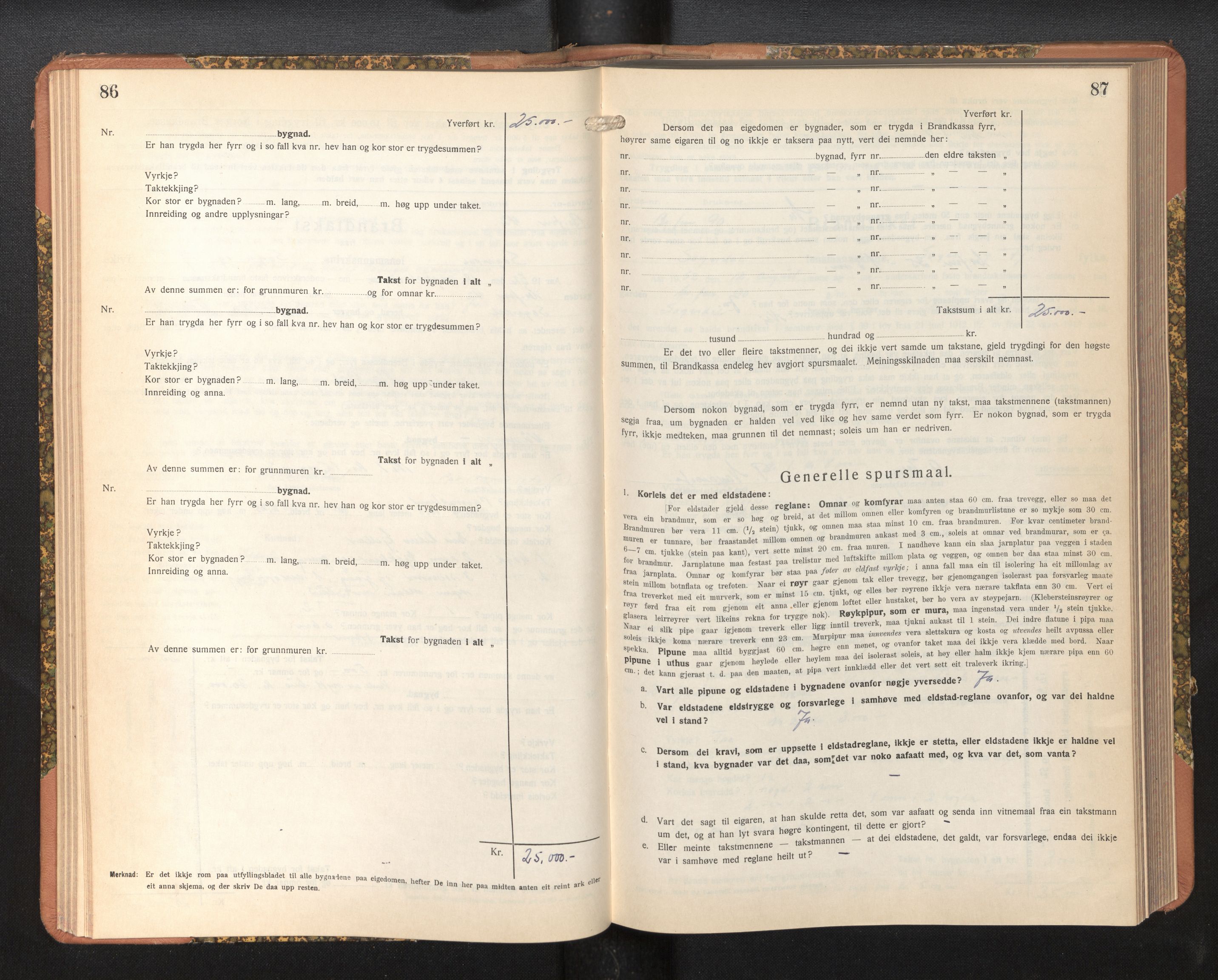 Lensmannen i Sogndal, AV/SAB-A-29901/0012/L0019: Branntakstprotokoll, Sogndalsfjøra, skjematakst, 1944-1954, s. 86-87
