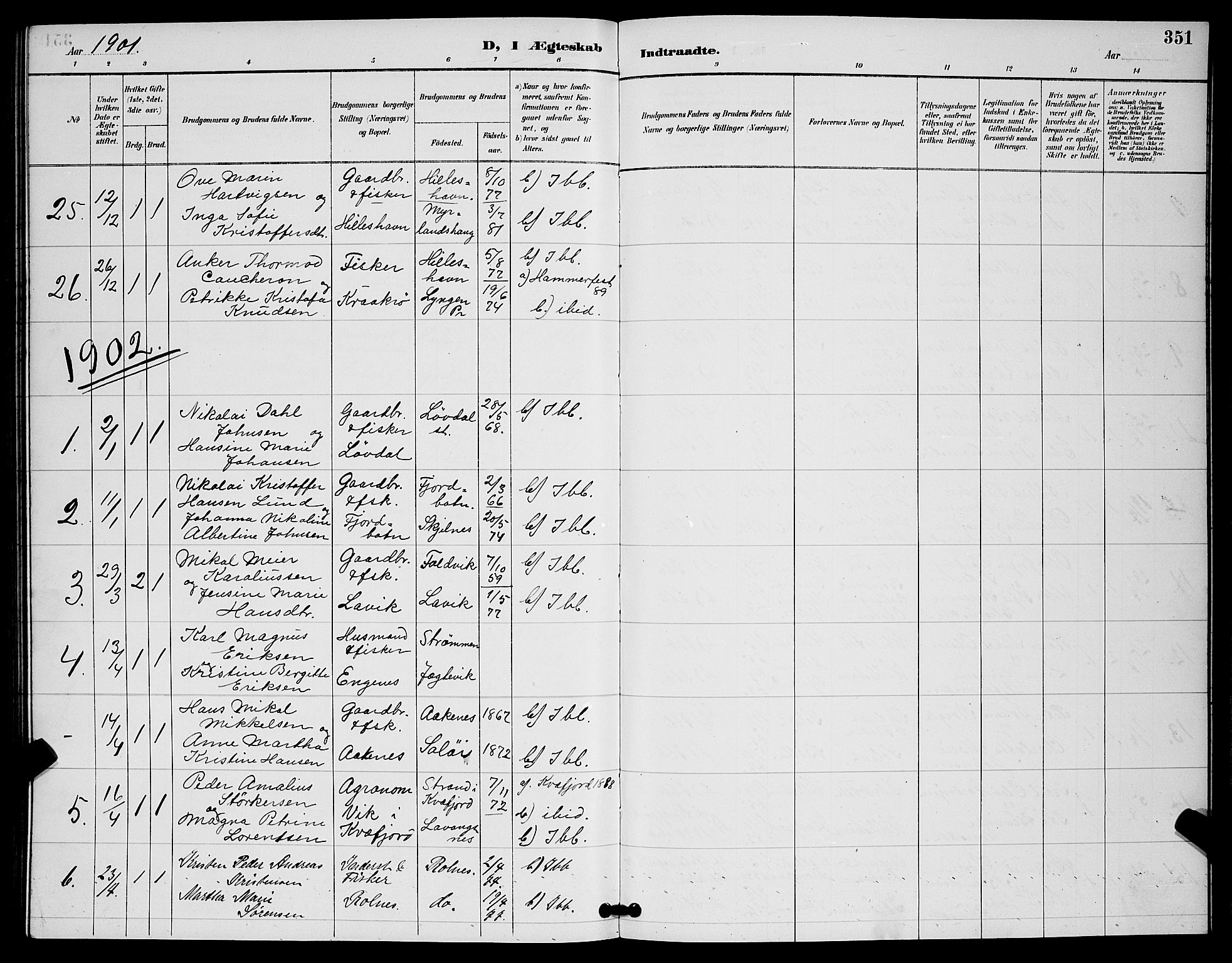 Ibestad sokneprestembete, AV/SATØ-S-0077/H/Ha/Hab/L0008klokker: Klokkerbok nr. 8, 1890-1903, s. 351