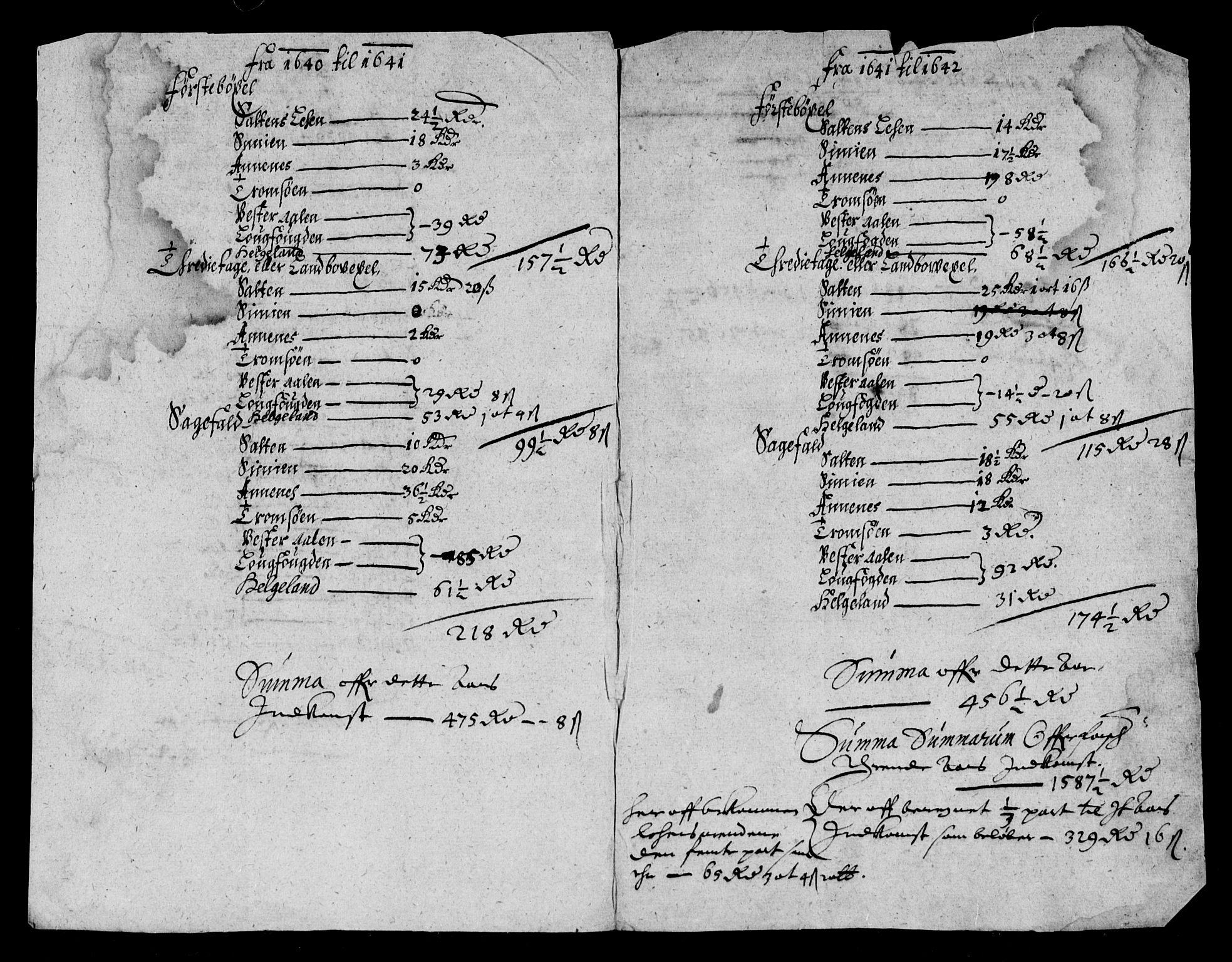 Rentekammeret inntil 1814, Reviderte regnskaper, Lensregnskaper, RA/EA-5023/R/Rb/Rbz/L0028: Nordlandenes len, 1638-1646