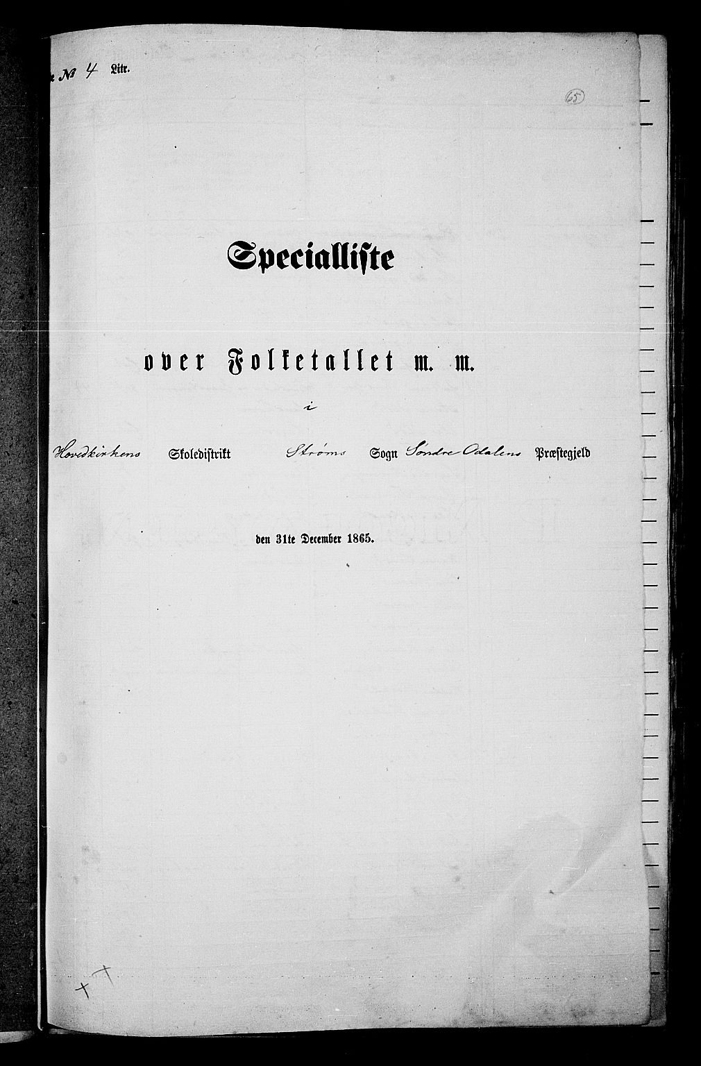 RA, Folketelling 1865 for 0419P Sør-Odal prestegjeld, 1865, s. 55