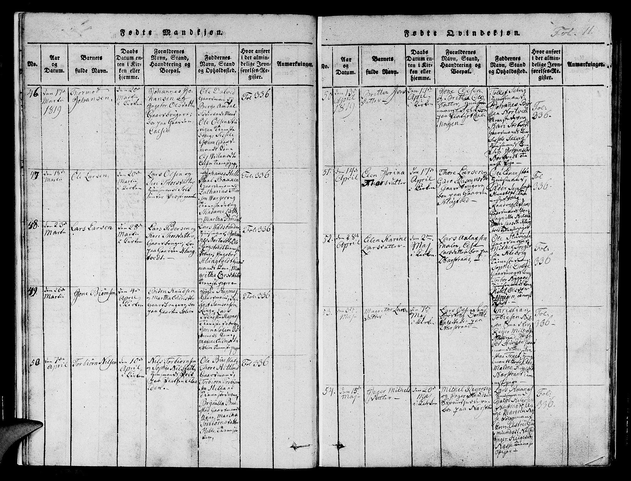 Nedstrand sokneprestkontor, AV/SAST-A-101841/01/IV: Ministerialbok nr. A 6, 1816-1838, s. 11