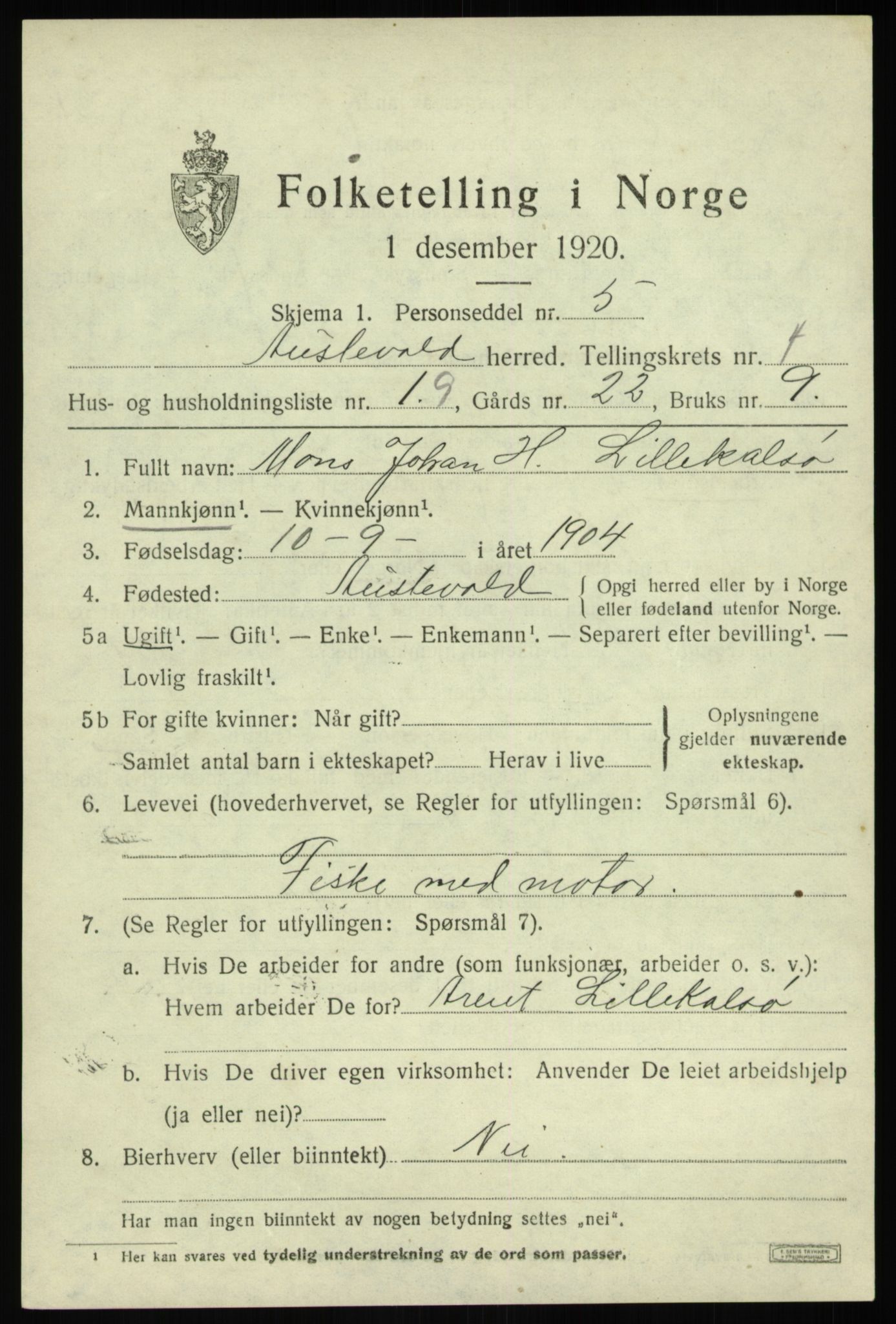 SAB, Folketelling 1920 for 1244 Austevoll herred, 1920, s. 2946