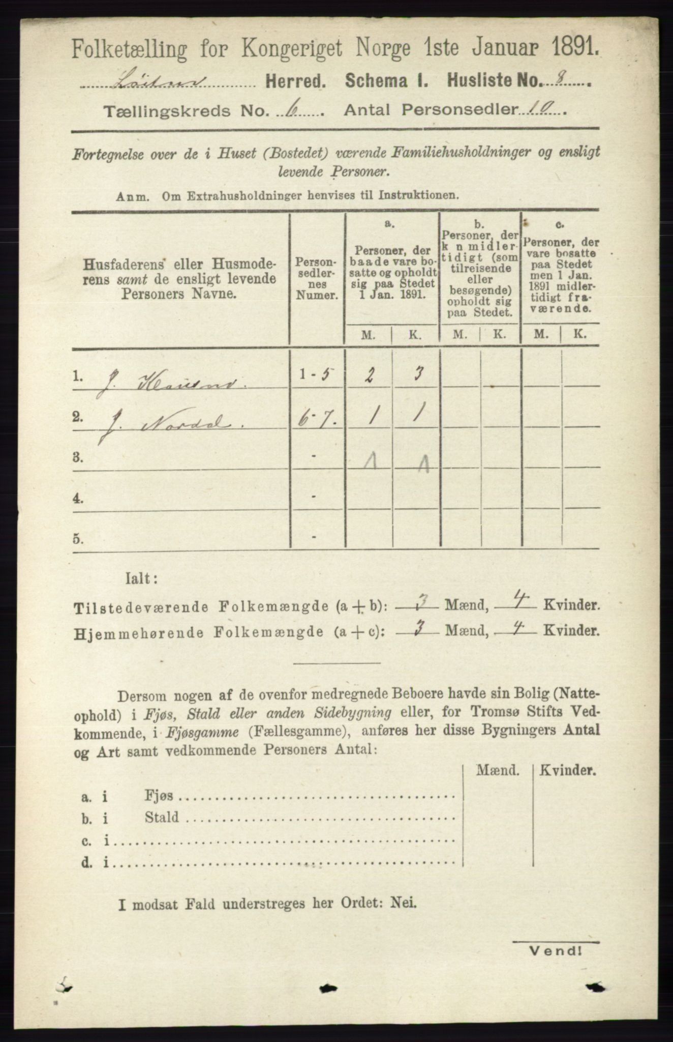 RA, Folketelling 1891 for 0415 Løten herred, 1891, s. 3980