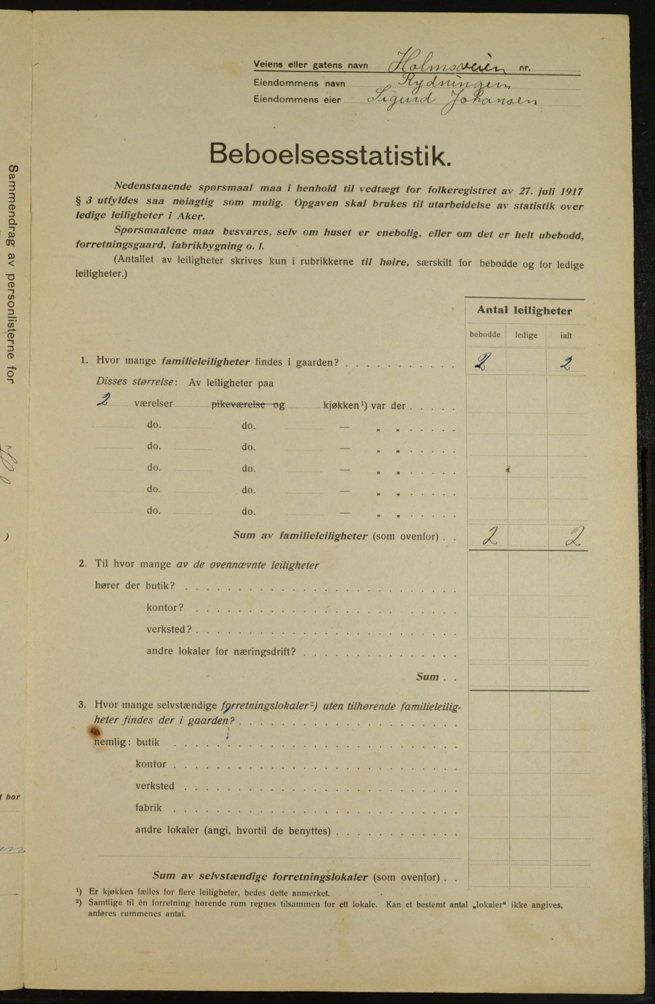 OBA, Kommunal folketelling 1.12.1917 for Aker, 1917, s. 16347