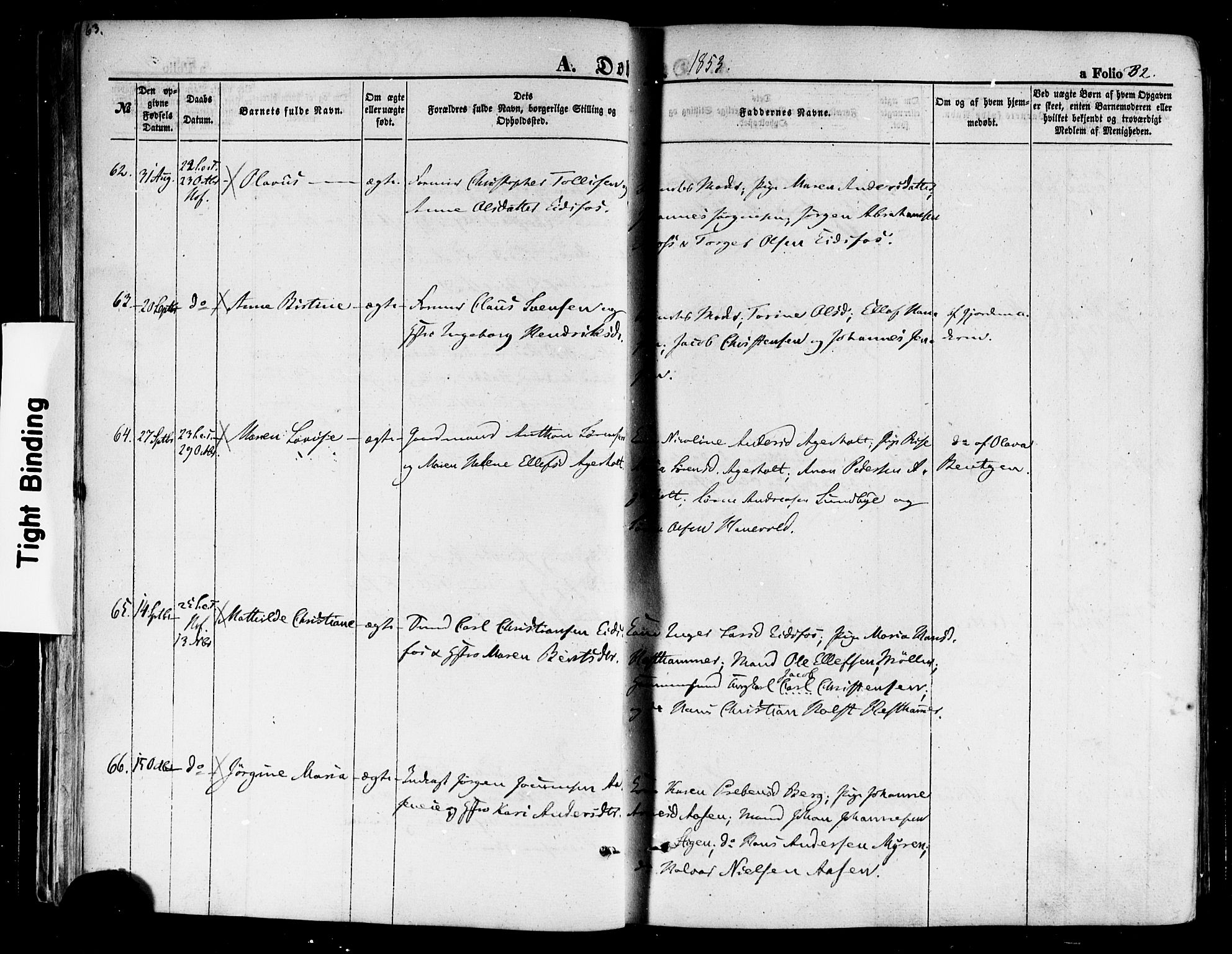 Hof kirkebøker, AV/SAKO-A-64/F/Fa/L0006: Ministerialbok nr. I 6, 1851-1877, s. 32