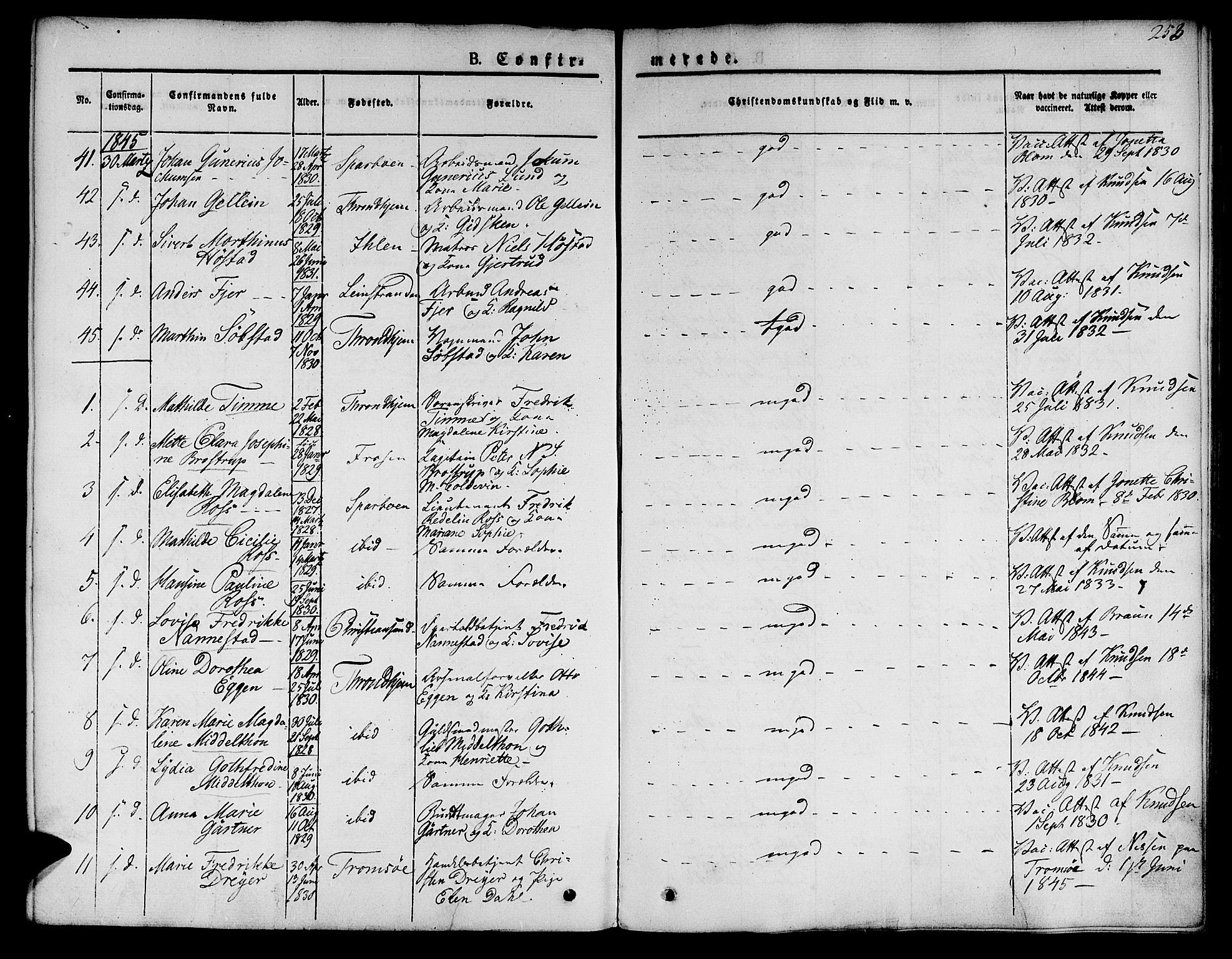 Ministerialprotokoller, klokkerbøker og fødselsregistre - Sør-Trøndelag, AV/SAT-A-1456/601/L0048: Ministerialbok nr. 601A16, 1840-1847, s. 253