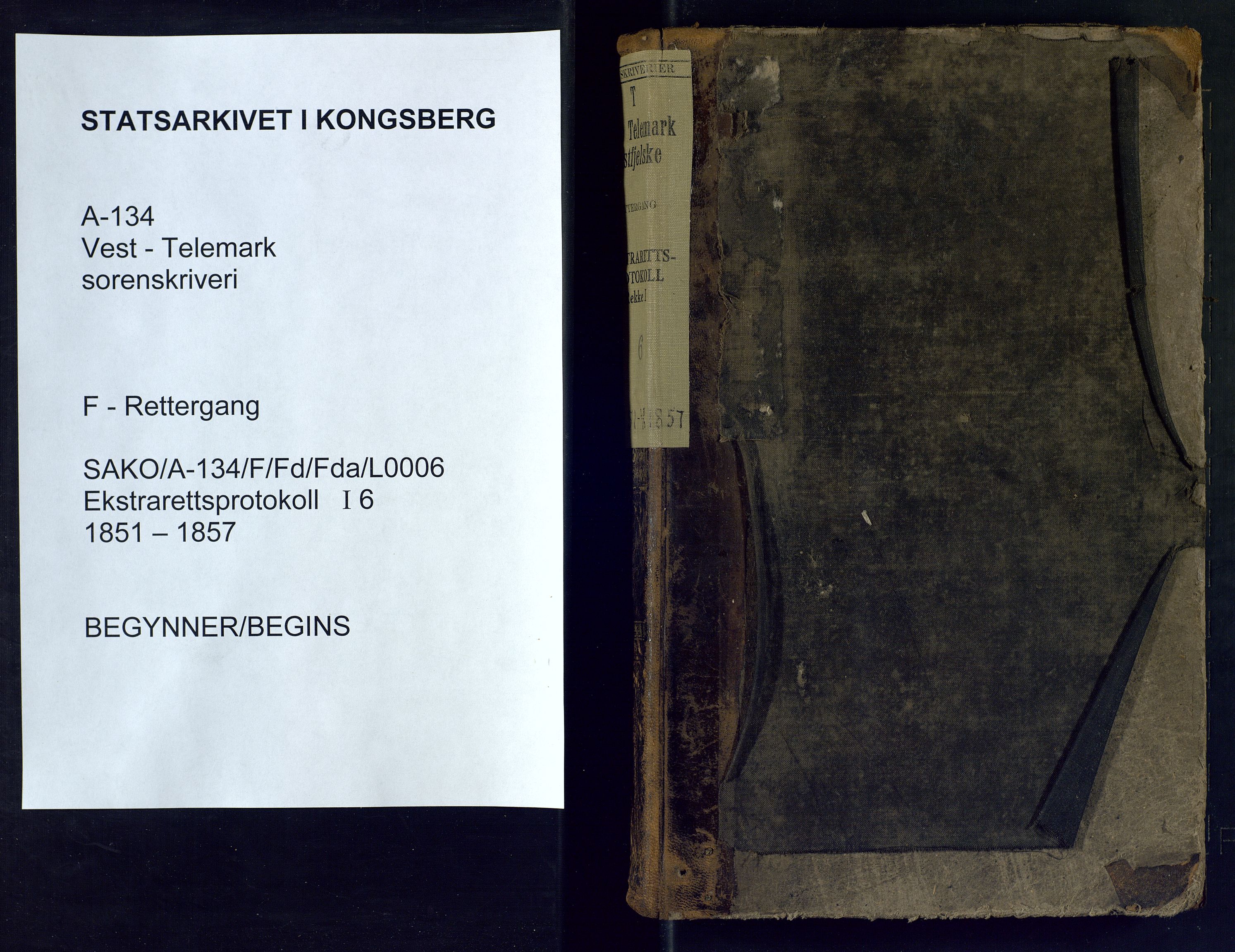 Vest-Telemark sorenskriveri, SAKO/A-134/F/Fd/Fda/L0006: Ekstrarettsprotokoll, 1851-1857