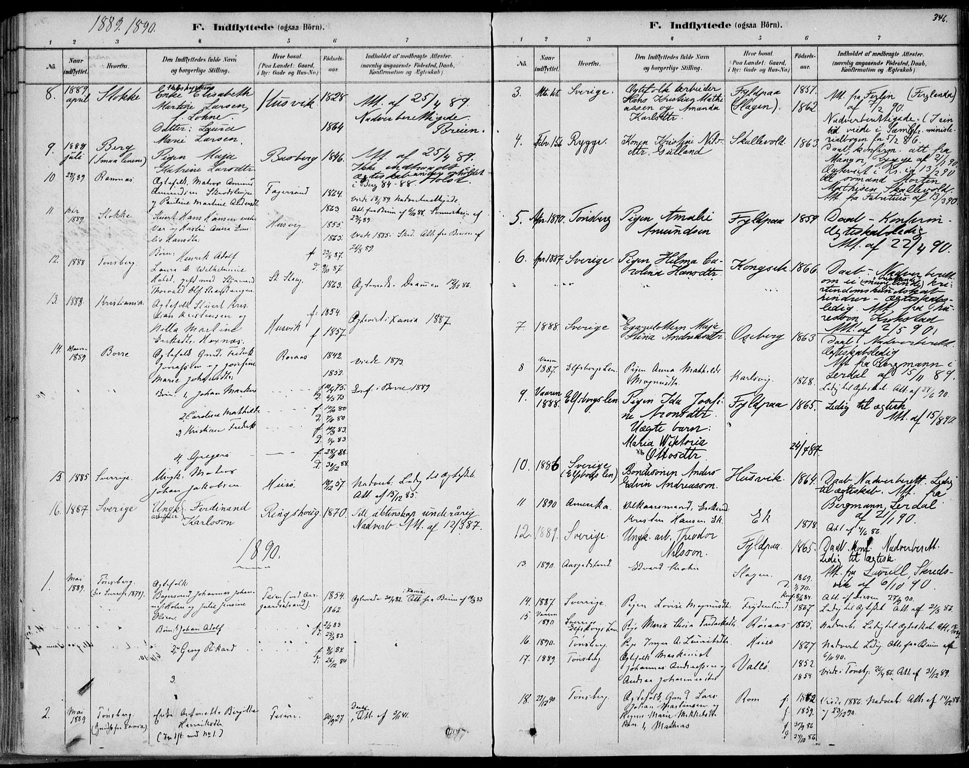 Sem kirkebøker, AV/SAKO-A-5/F/Fb/L0004: Ministerialbok nr. II 4, 1878-1891, s. 346