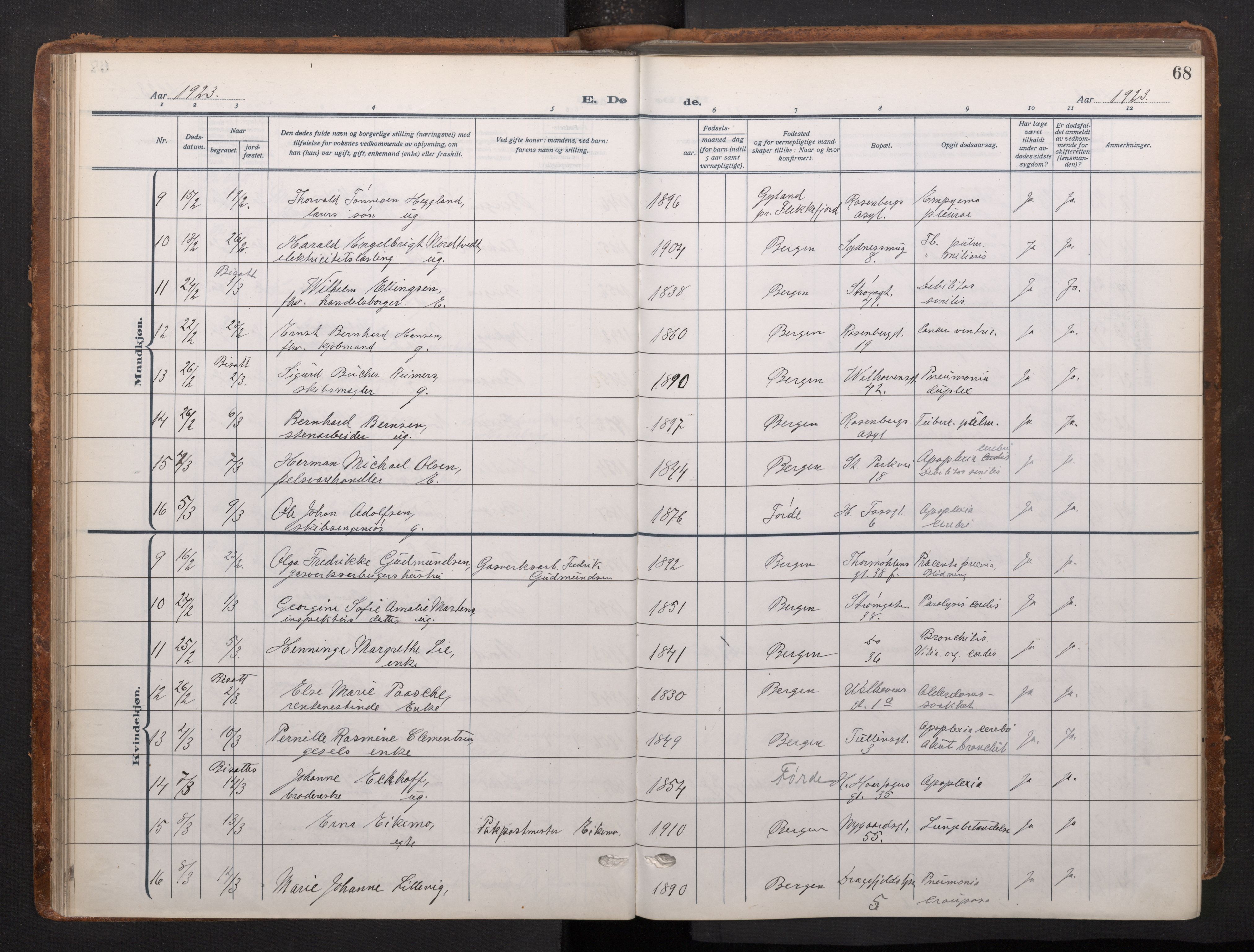 Johanneskirken sokneprestembete, AV/SAB-A-76001/H/Haa/L0020: Ministerialbok nr. E 2, 1916-1951, s. 68