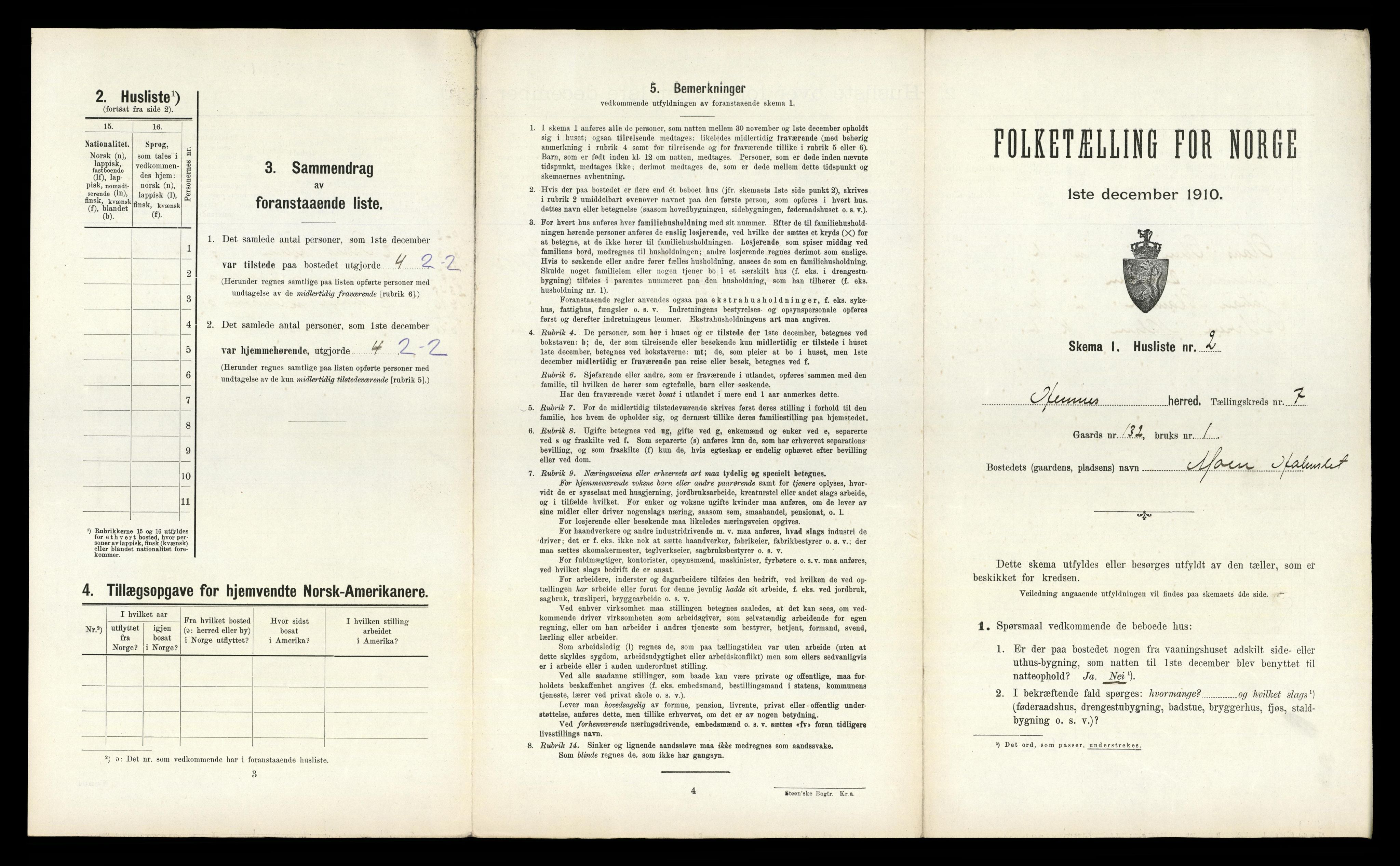 RA, Folketelling 1910 for 1832 Hemnes herred, 1910, s. 1422