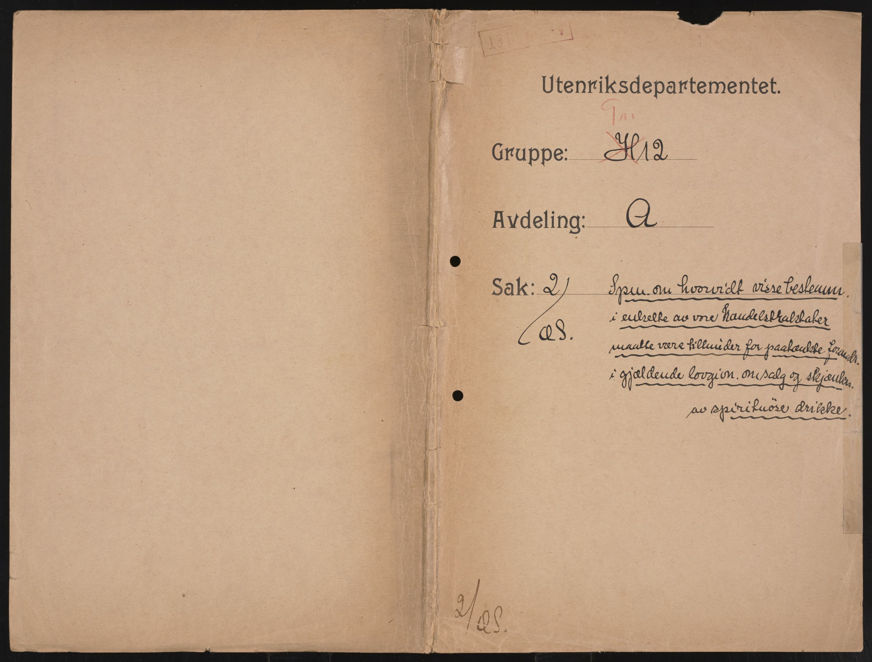 Utenriksdepartementet, AV/RA-S-2259, 1873-1919, s. 1