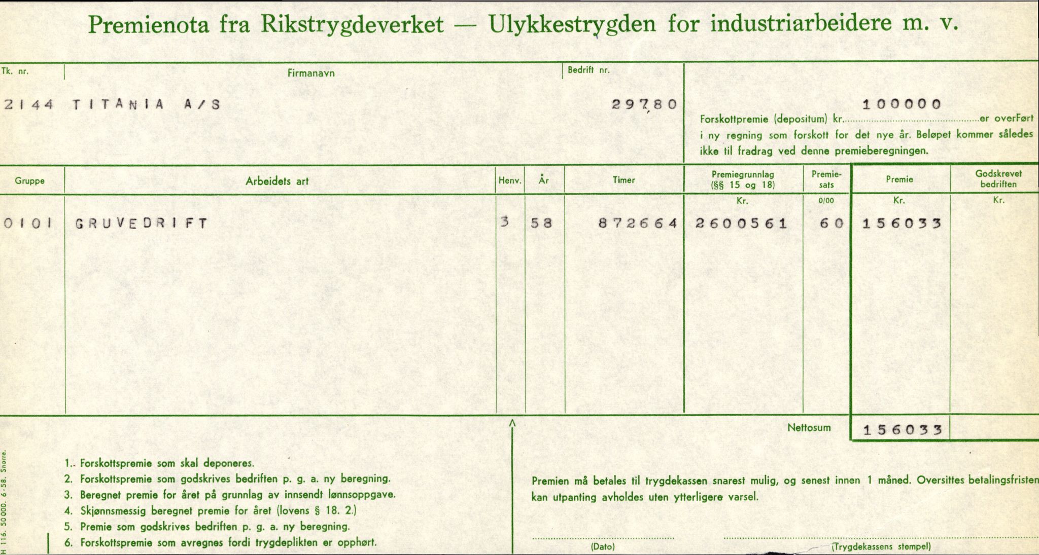 Rikstrygdeverket, Ulykkestrygdavdelingen, 1. ulykkestrygdkontor, AV/RA-S-4852/D/Dk/L1525/0001: -- / Sokndal: 29780 A/S Titania (Gruvedrift), 1917-1959