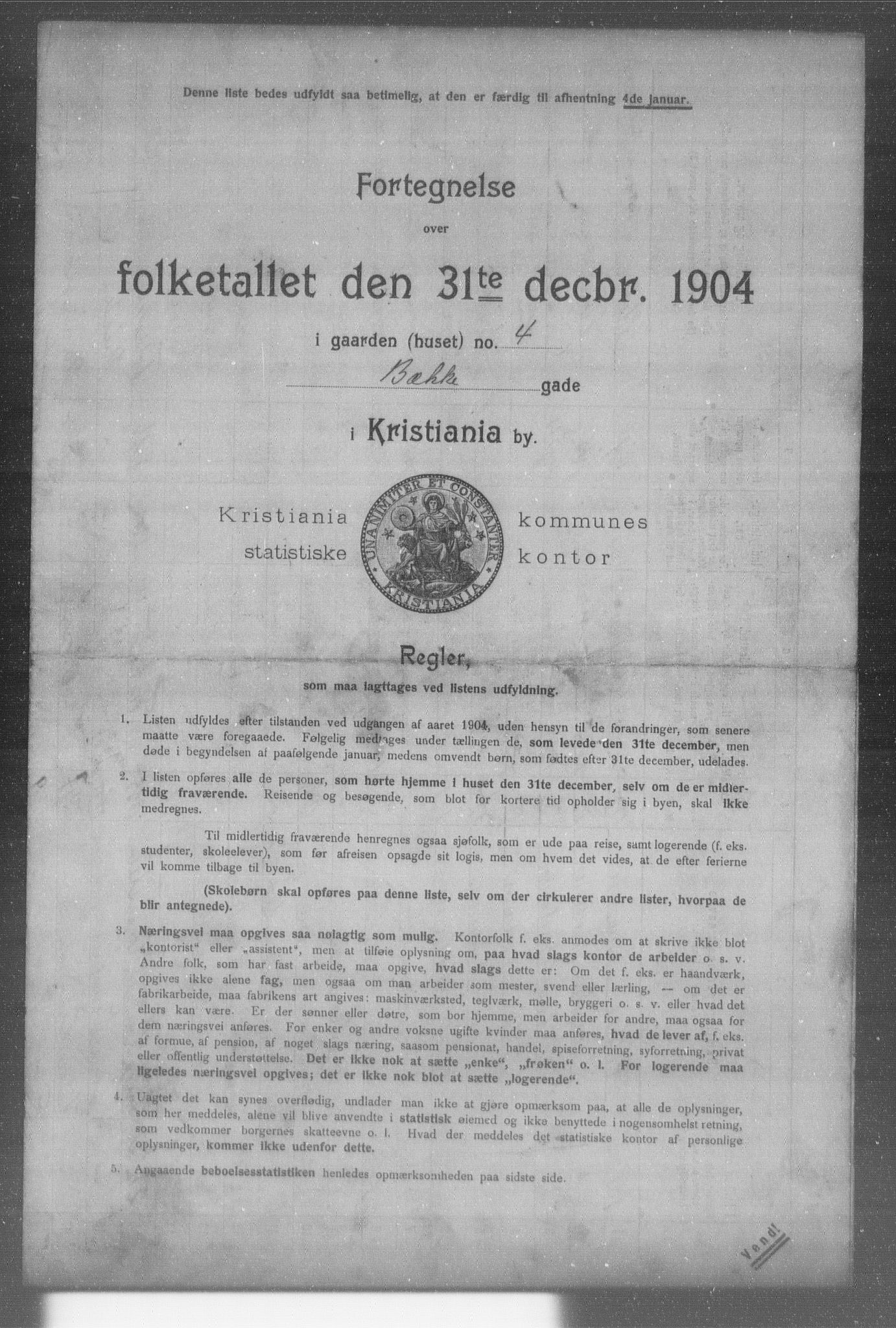 OBA, Kommunal folketelling 31.12.1904 for Kristiania kjøpstad, 1904, s. 813