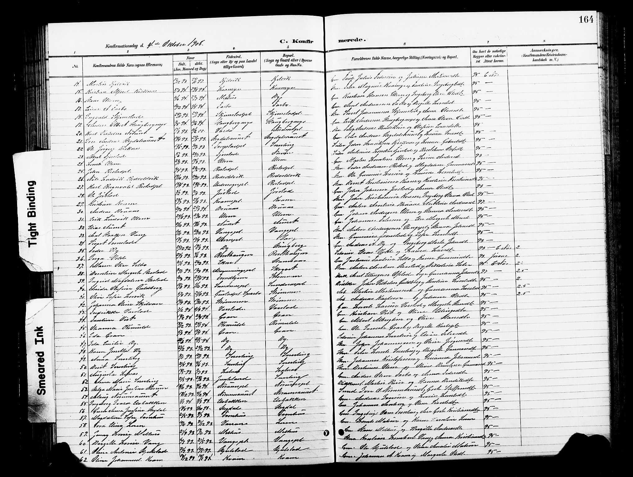 Ministerialprotokoller, klokkerbøker og fødselsregistre - Nord-Trøndelag, SAT/A-1458/730/L0302: Klokkerbok nr. 730C05, 1898-1924, s. 164