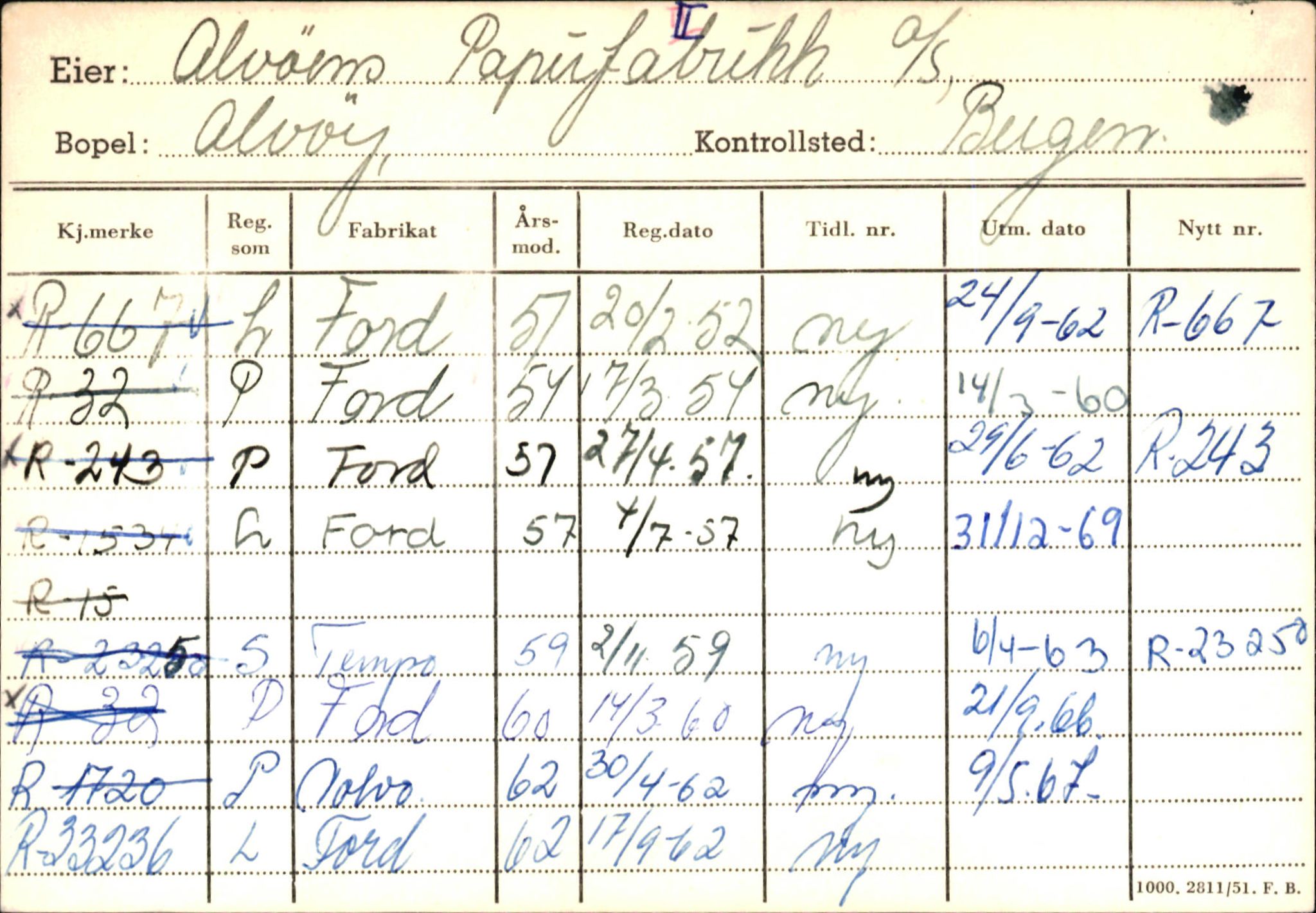 Statens vegvesen, Hordaland vegkontor, SAB/A-5201/2/Ha/L0001: R-eierkort A, 1920-1971, s. 654