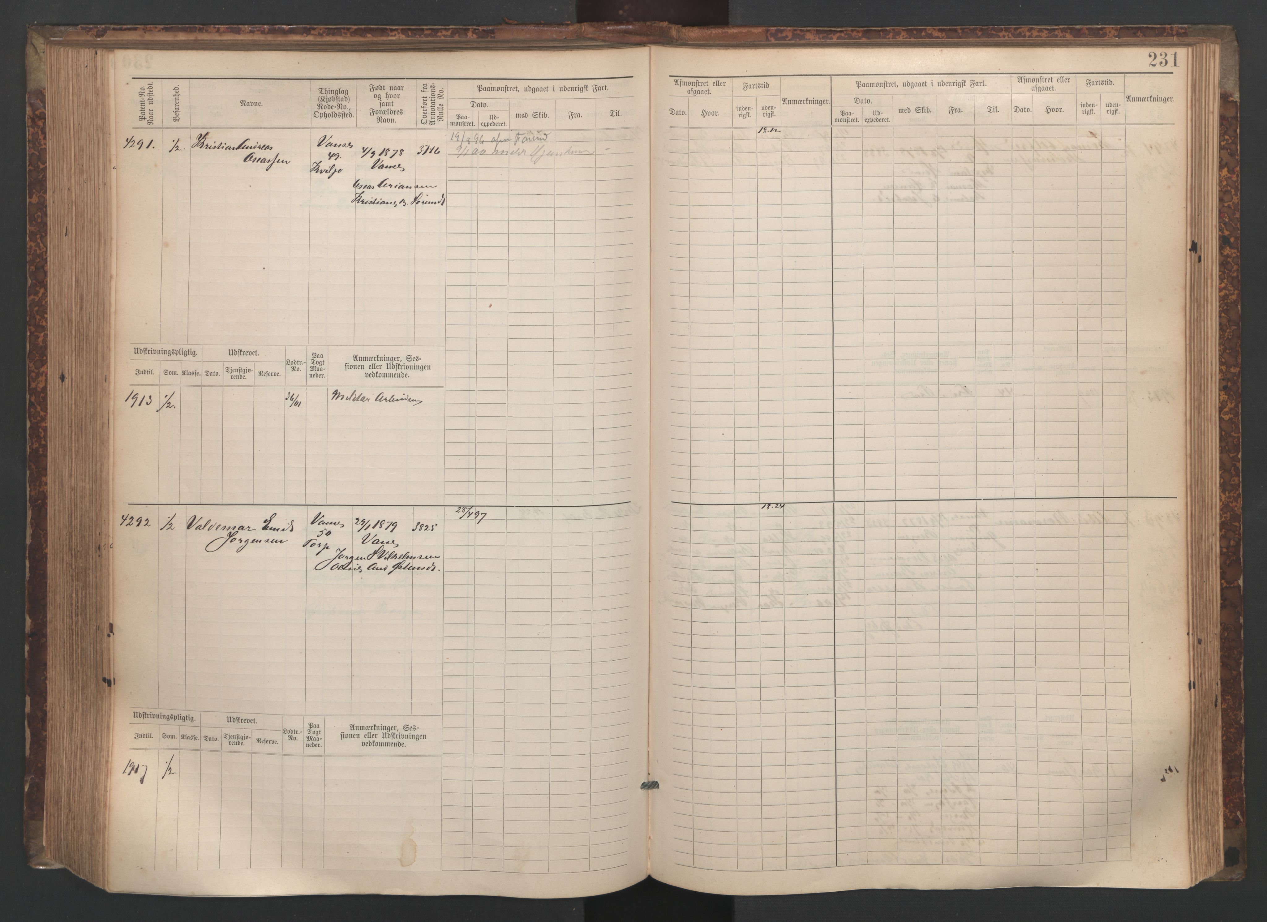 Farsund mønstringskrets, AV/SAK-2031-0017/F/Fb/L0020: Hovedrulle nr 3833-4506, Z-12, 1890-1930, s. 247