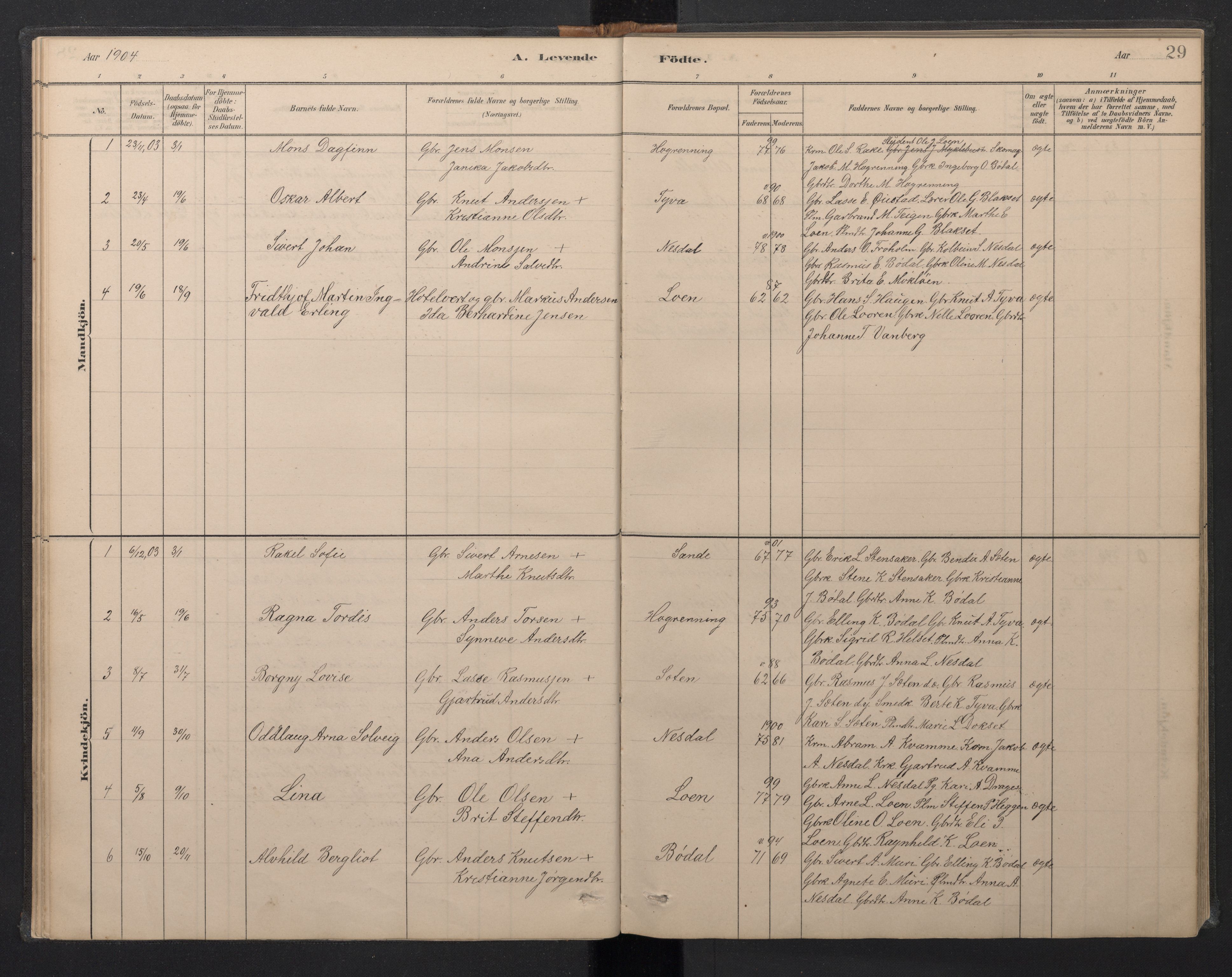 Stryn Sokneprestembete, AV/SAB-A-82501: Klokkerbok nr. B 3, 1881-1918, s. 28b-29a