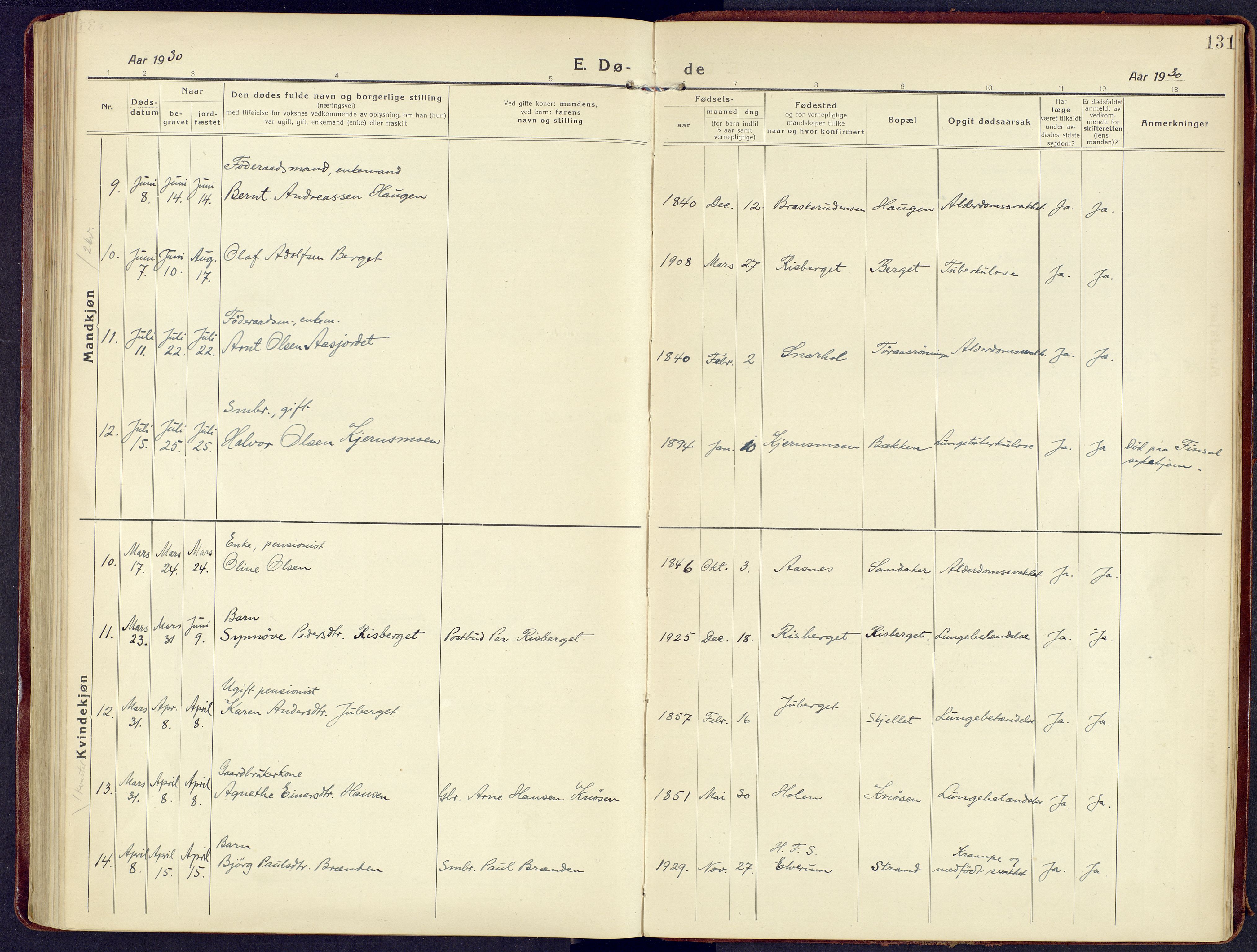 Våler prestekontor, Hedmark, AV/SAH-PREST-040/H/Ha/Haa/L0011: Ministerialbok nr. 11, 1919-1933, s. 131