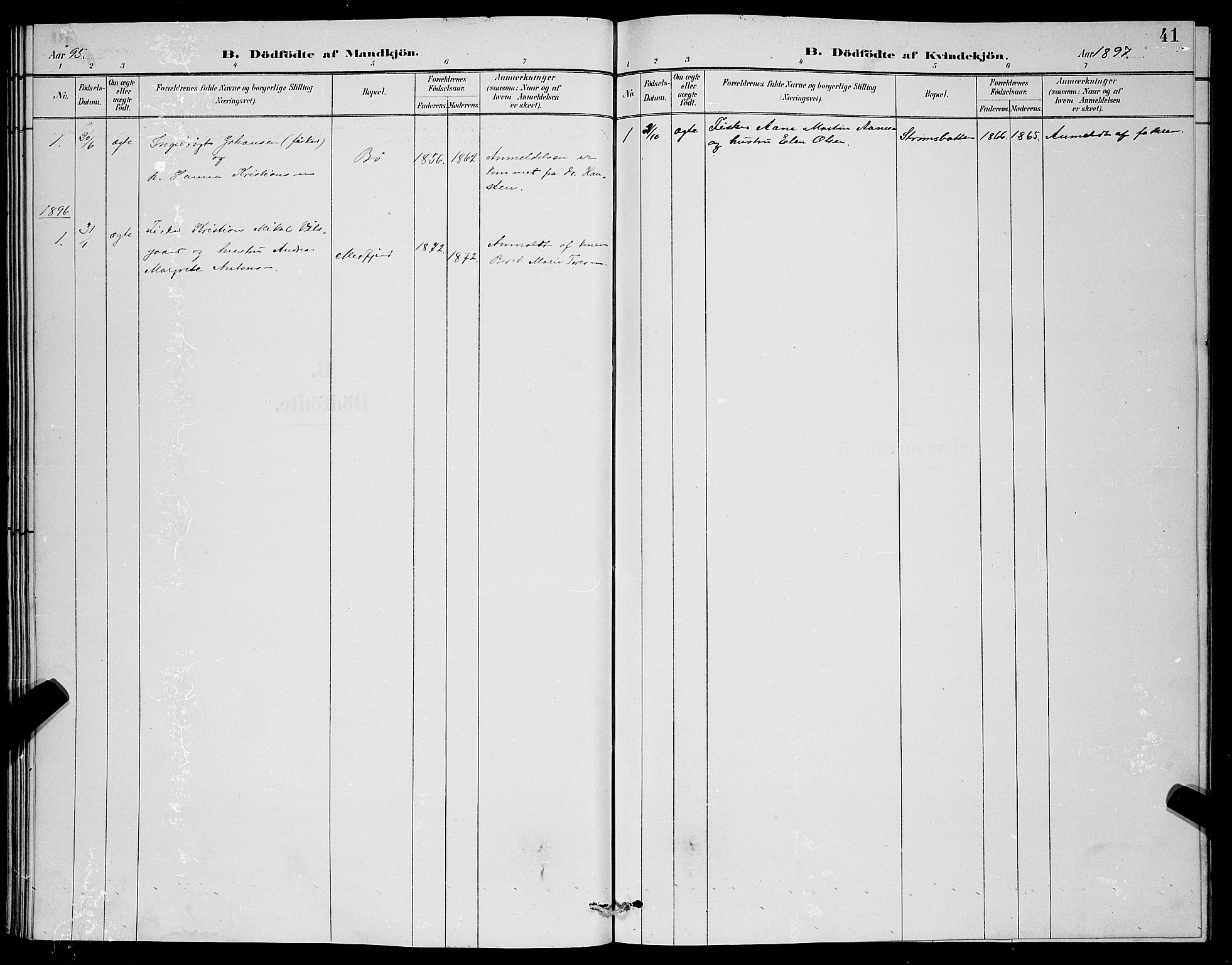 Berg sokneprestkontor, SATØ/S-1318/G/Ga/Gab/L0004klokker: Klokkerbok nr. 4, 1887-1897, s. 41