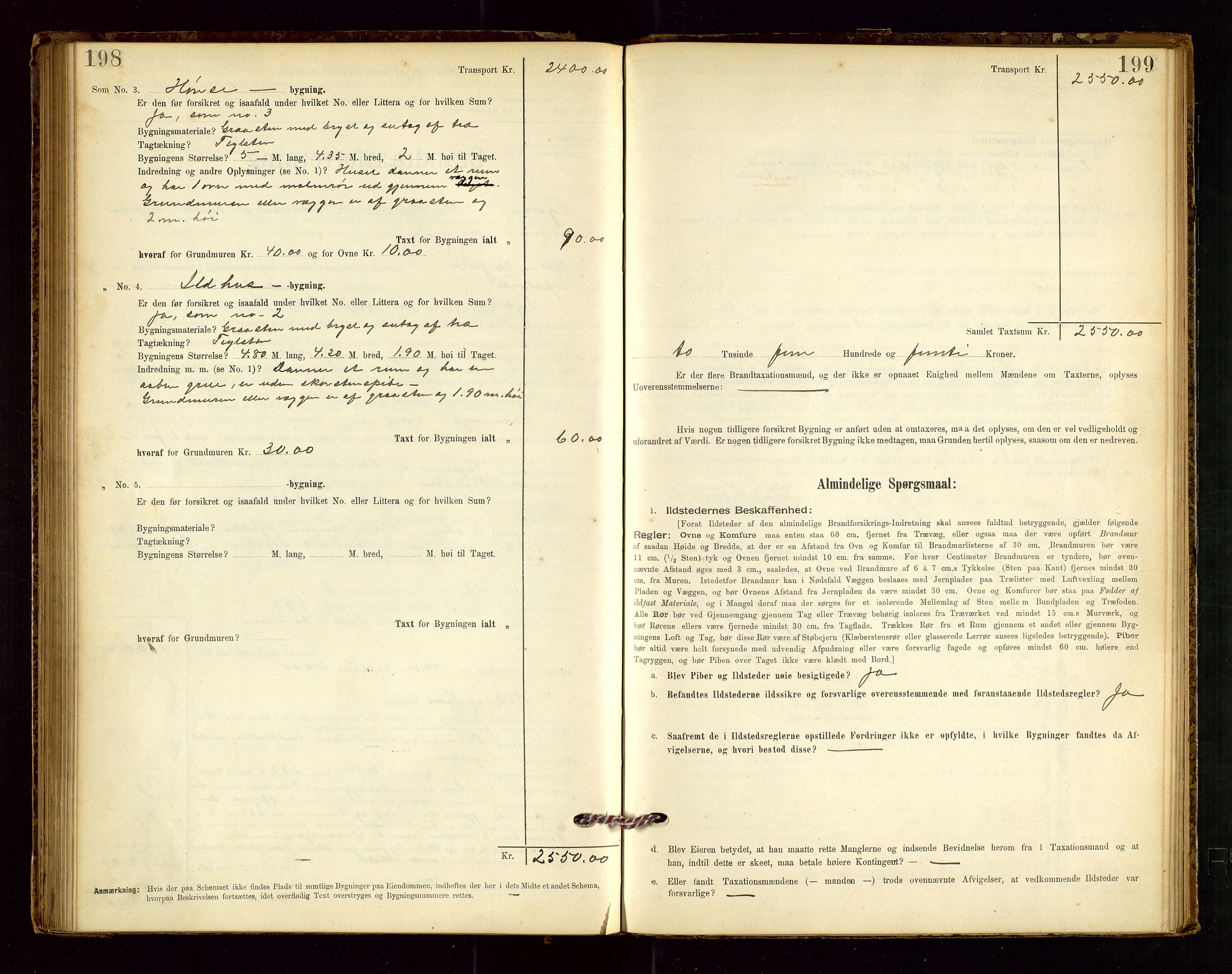 Tysvær lensmannskontor, AV/SAST-A-100192/Gob/L0001: "Brandtaxationsprotokol for Tysvær Lensmandsdistrikt Ryfylke Fogderi", 1894-1916, s. 198-199