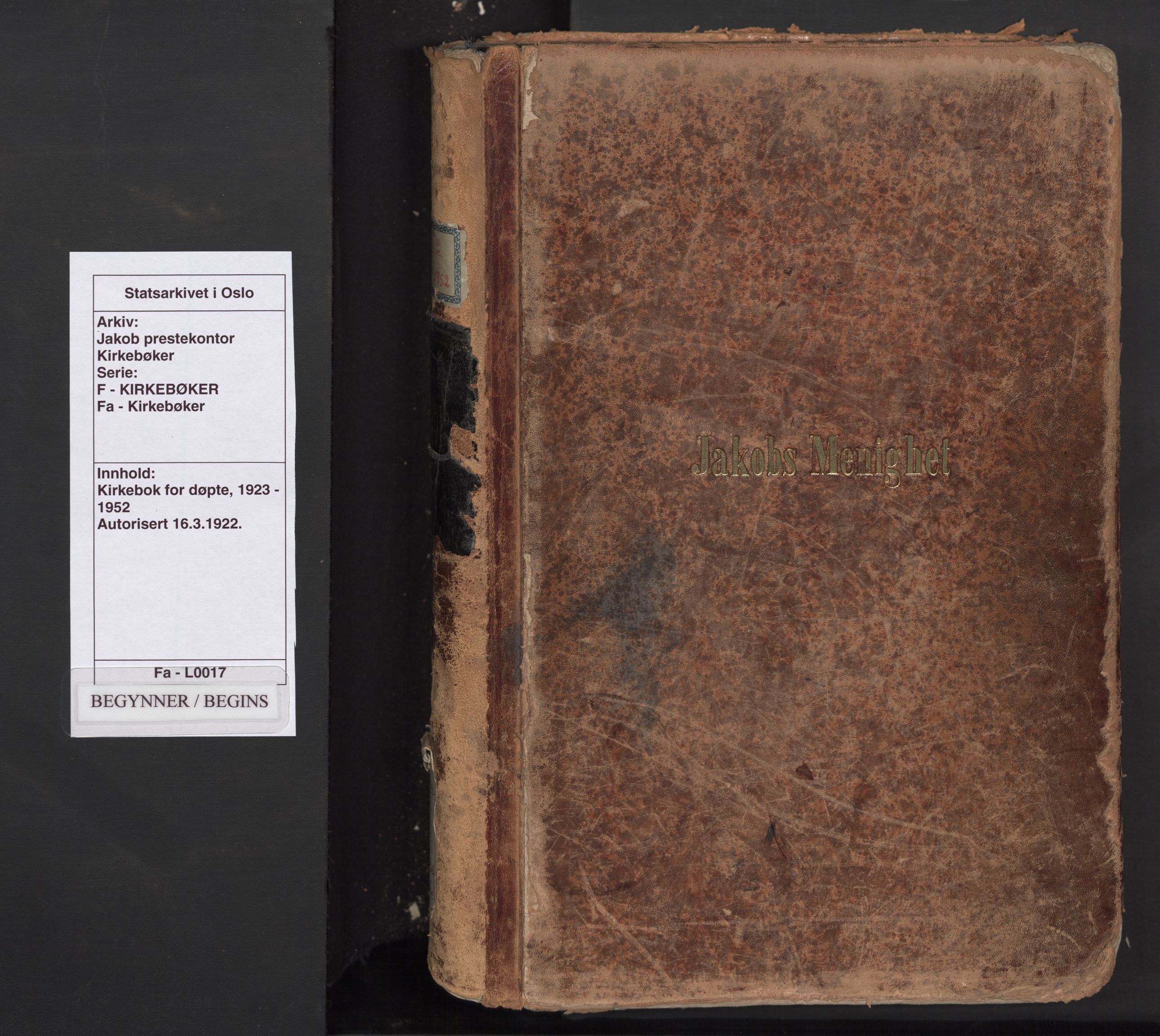 Jakob prestekontor Kirkebøker, AV/SAO-A-10850/F/Fa/L0017: Ministerialbok nr. 17, 1923-1952