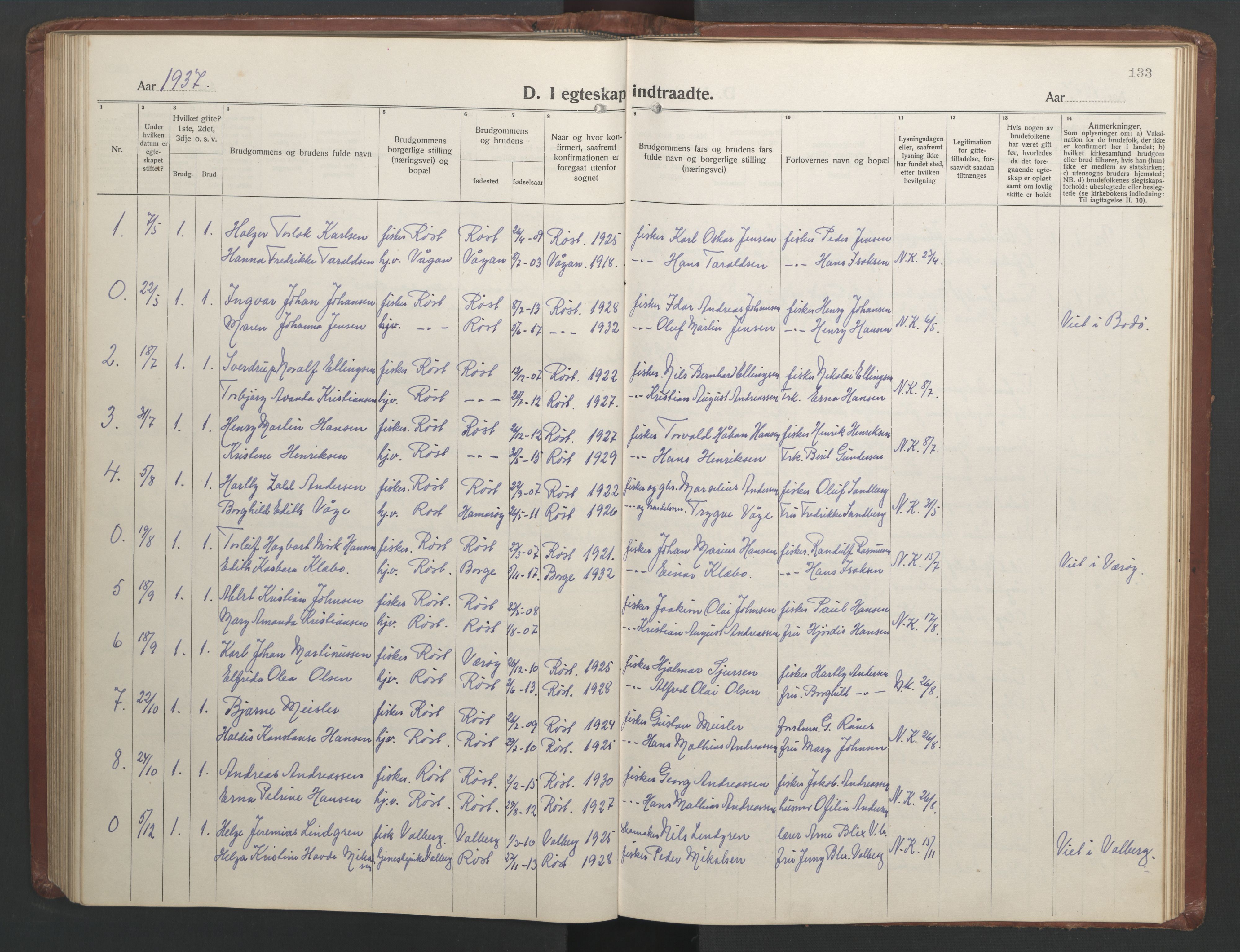 Ministerialprotokoller, klokkerbøker og fødselsregistre - Nordland, SAT/A-1459/808/L0132: Klokkerbok nr. 808C03, 1920-1946, s. 133
