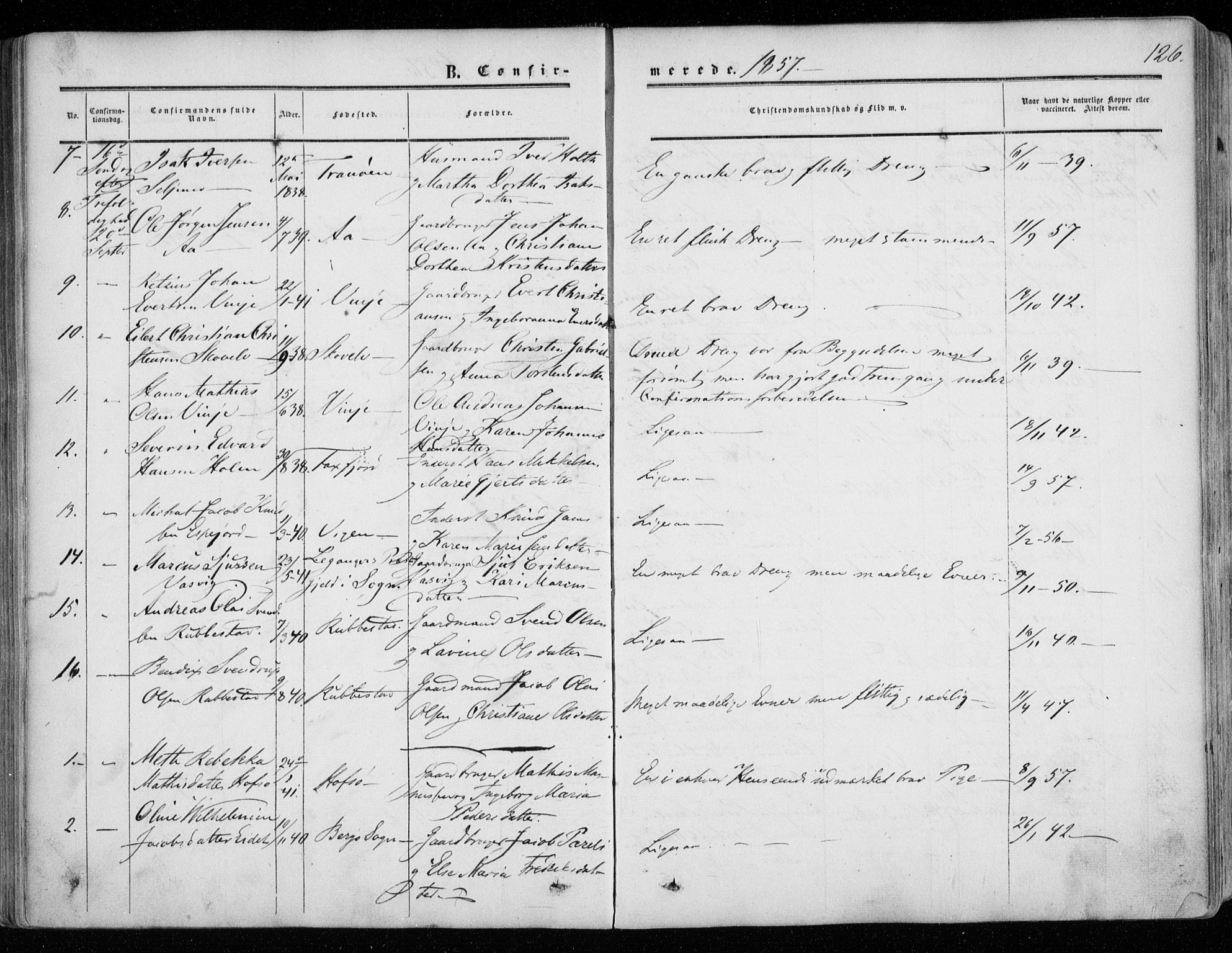 Tranøy sokneprestkontor, AV/SATØ-S-1313/I/Ia/Iaa/L0007kirke: Ministerialbok nr. 7, 1856-1866, s. 126