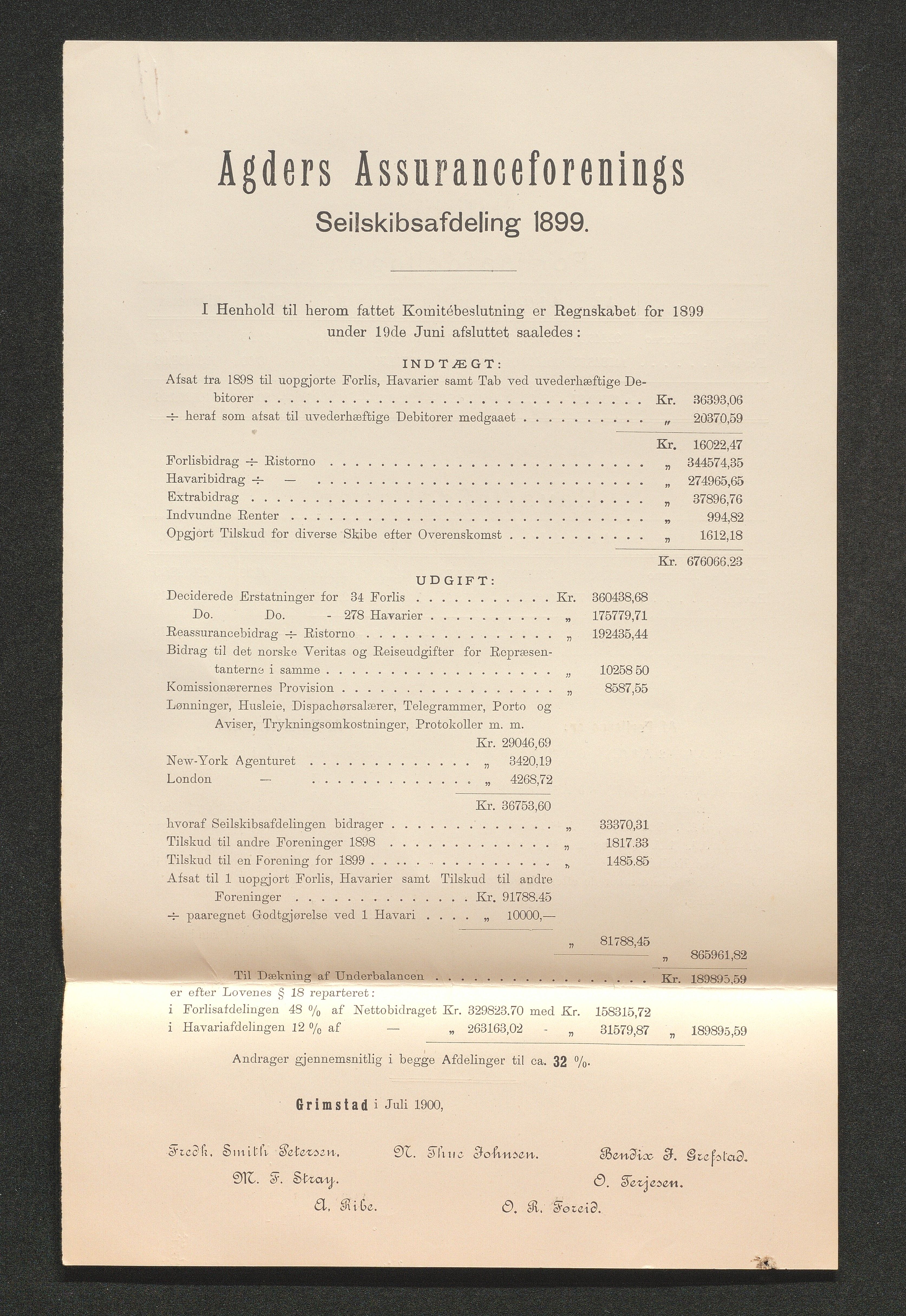 Agders Gjensidige Assuranceforening, AAKS/PA-1718/05/L0003: Regnskap, seilavdeling, pakkesak, 1890-1912