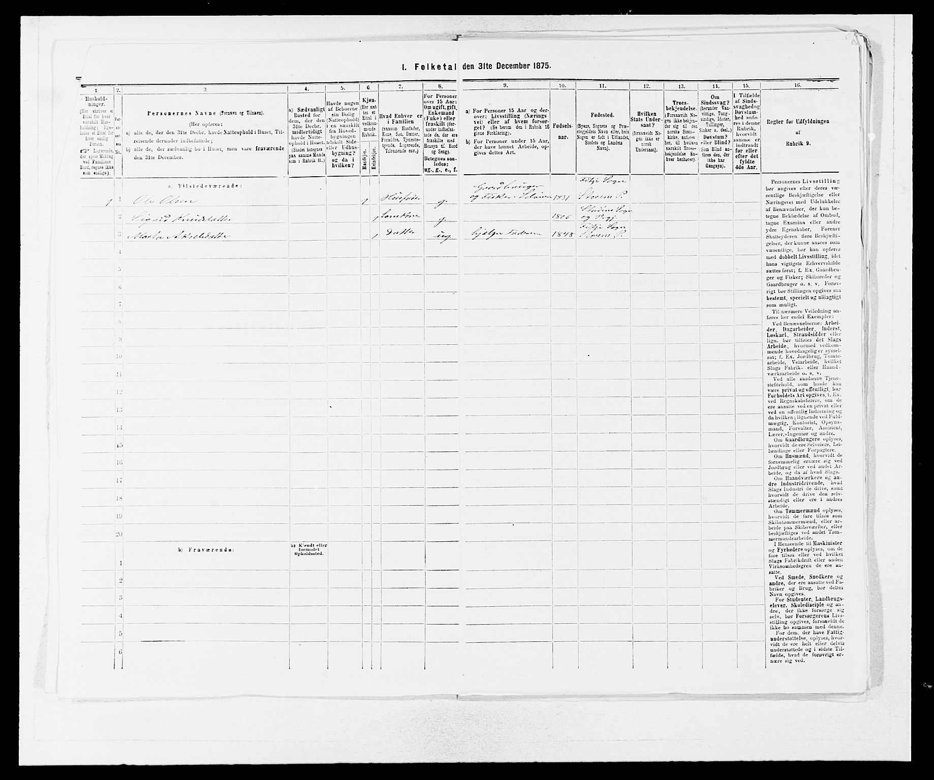 SAB, Folketelling 1875 for 1222P Fitjar prestegjeld, 1875, s. 192