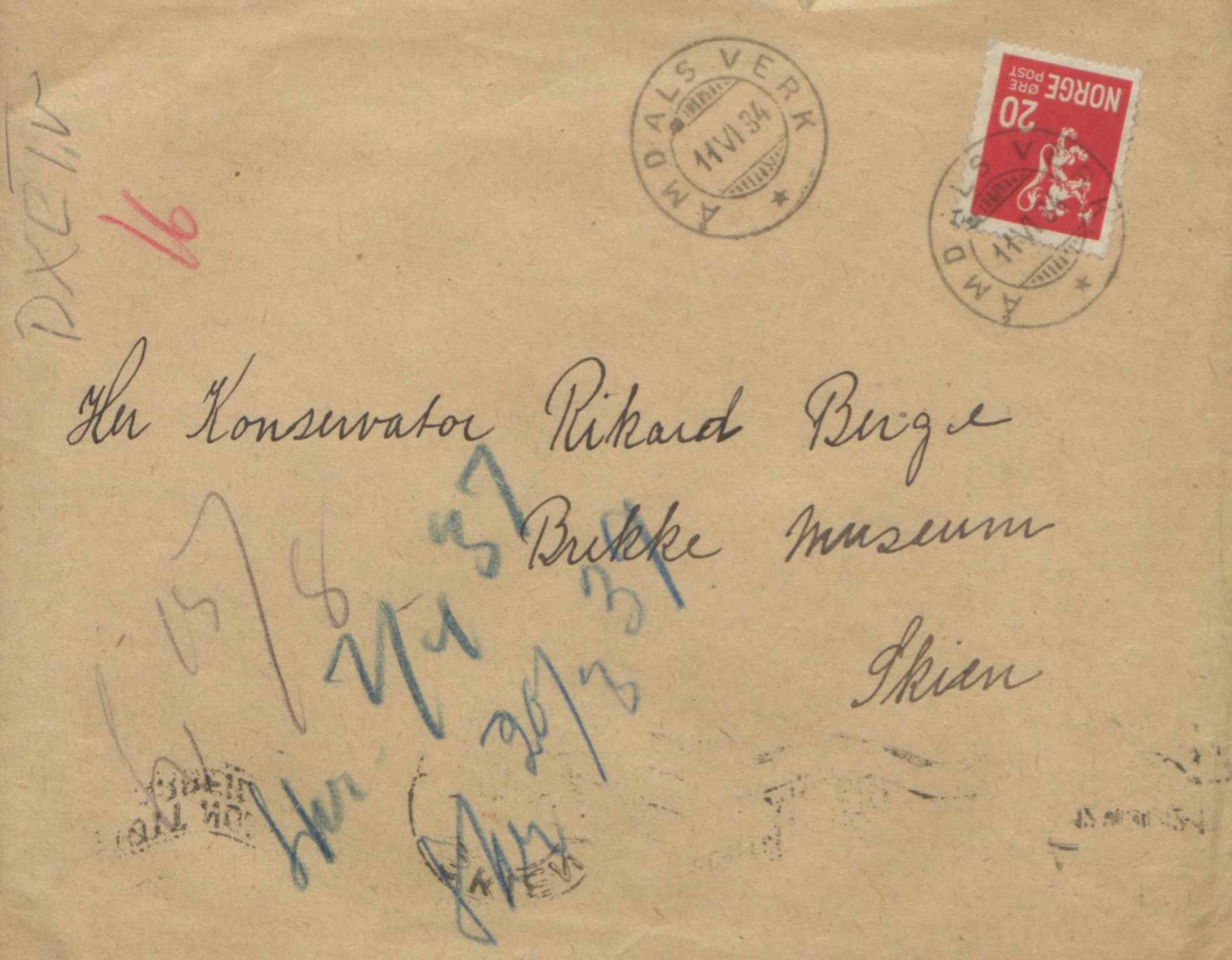 Rikard Berge, TEMU/TGM-A-1003/F/L0017/0044: 551-599 / 594 Brev, avisutklypp og lause blad, 1935-1943