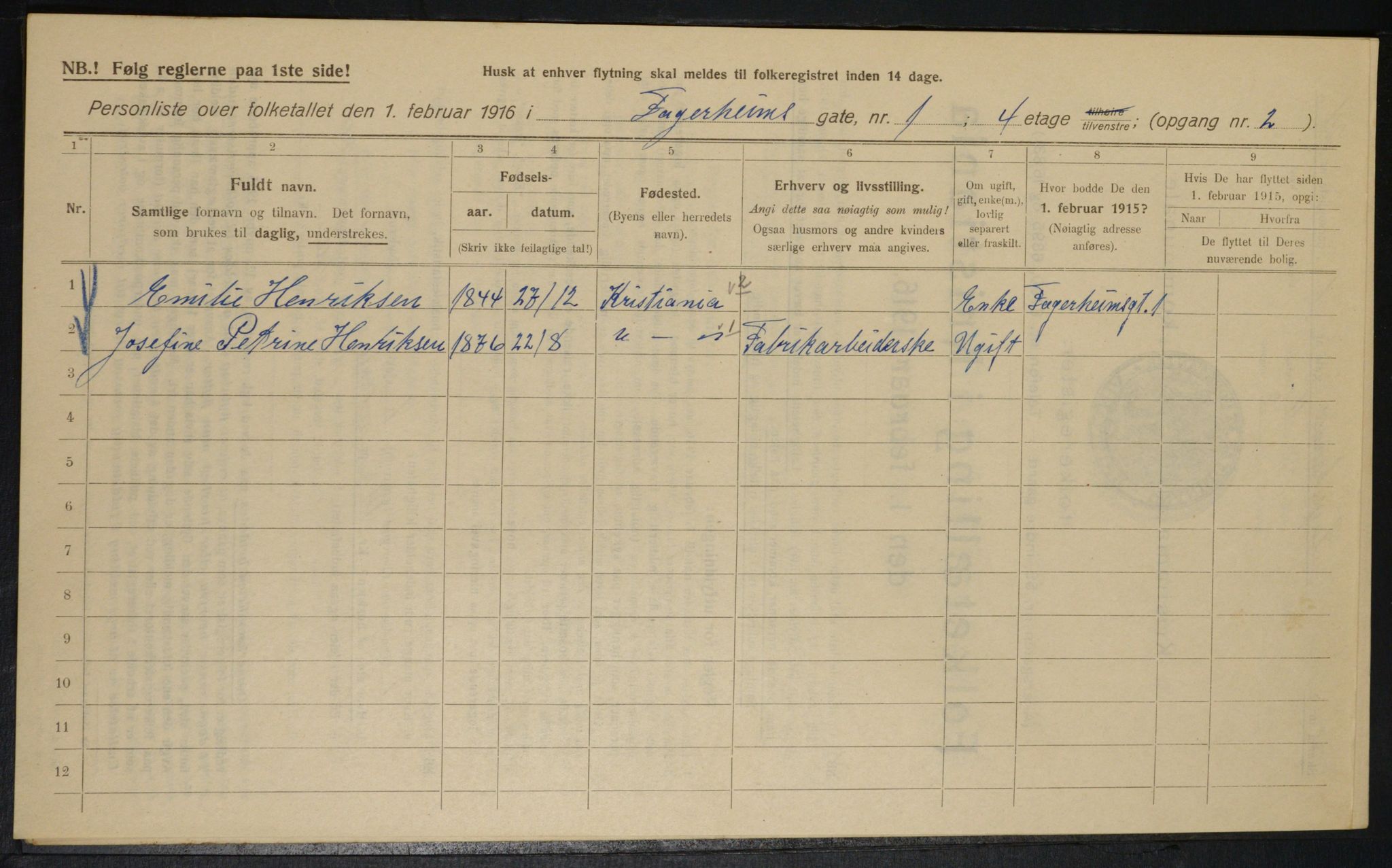 OBA, Kommunal folketelling 1.2.1916 for Kristiania, 1916, s. 23455