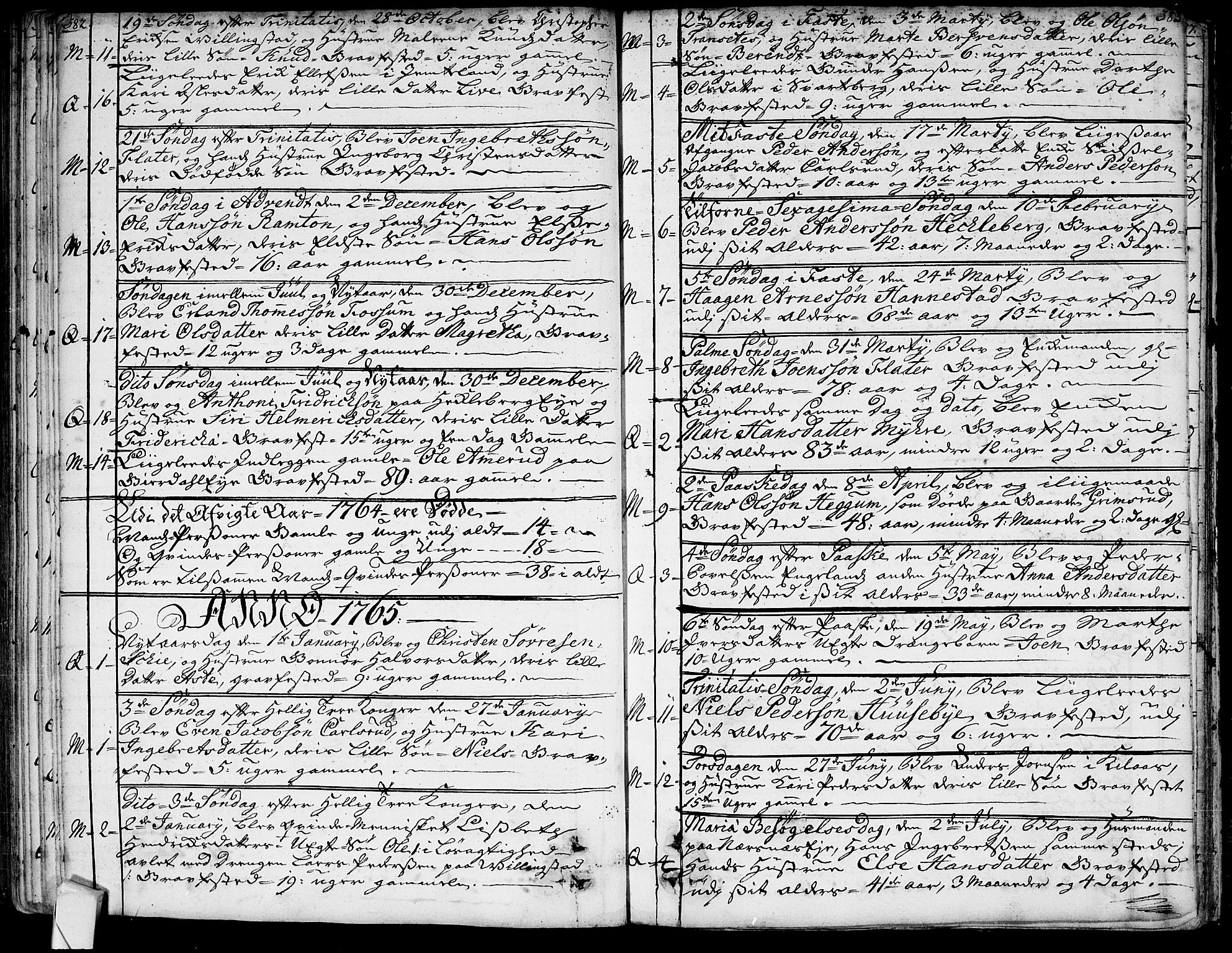 Røyken kirkebøker, SAKO/A-241/G/Ga/L0001: Klokkerbok nr. 1, 1740-1768, s. 382-383