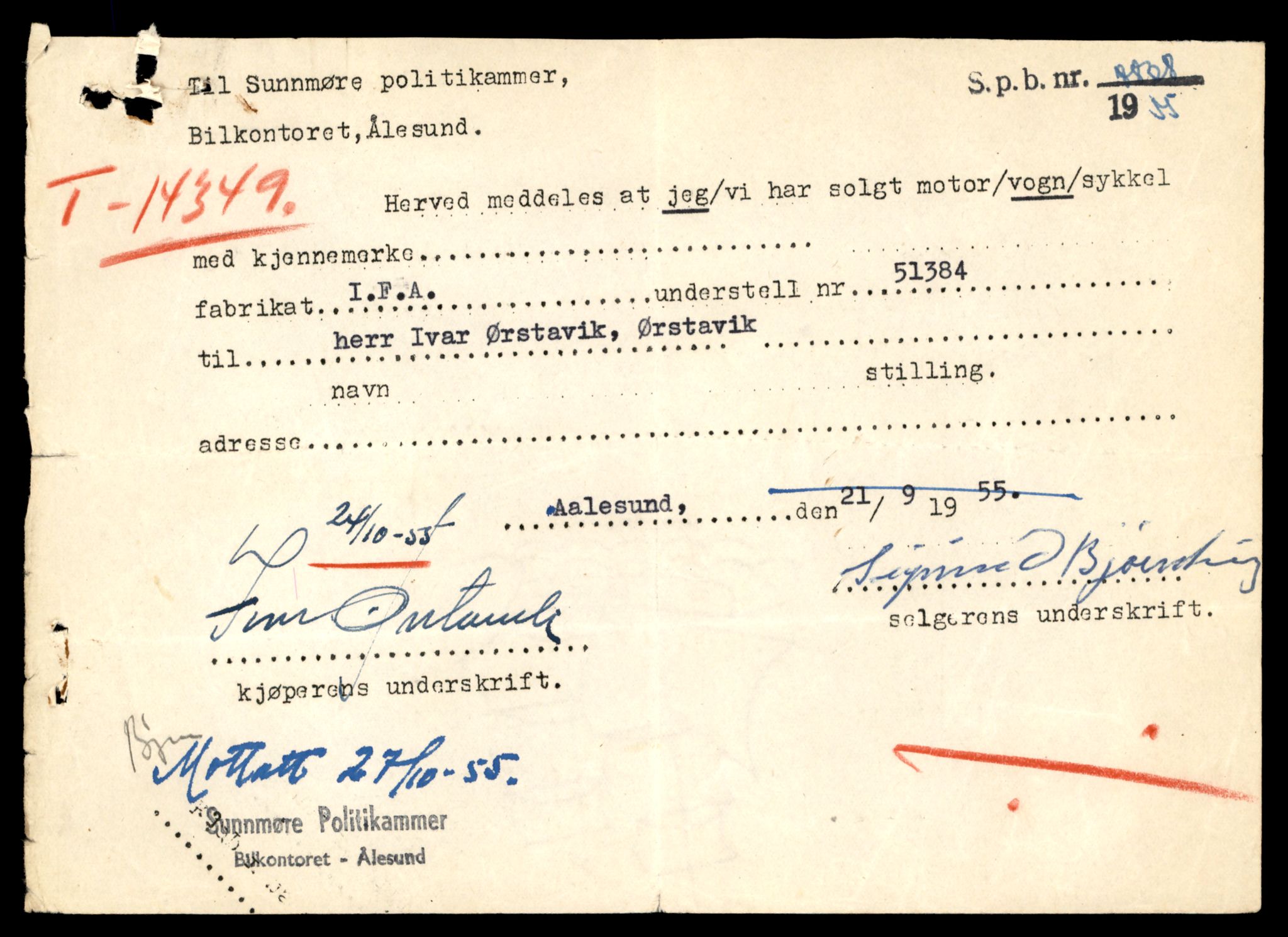 Møre og Romsdal vegkontor - Ålesund trafikkstasjon, AV/SAT-A-4099/F/Fe/L0045: Registreringskort for kjøretøy T 14320 - T 14444, 1927-1998, s. 761