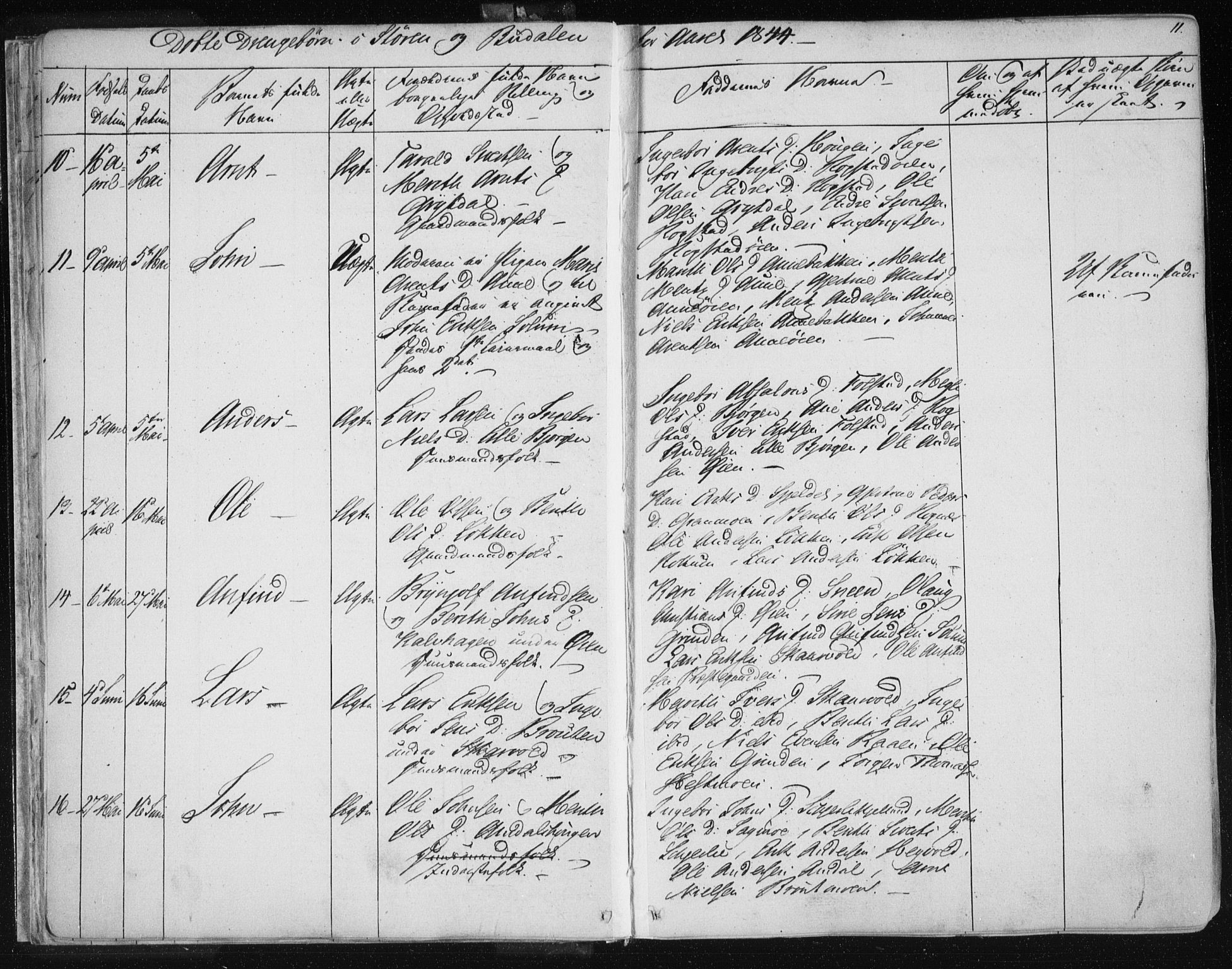 Ministerialprotokoller, klokkerbøker og fødselsregistre - Sør-Trøndelag, SAT/A-1456/687/L0997: Ministerialbok nr. 687A05 /1, 1843-1848, s. 11