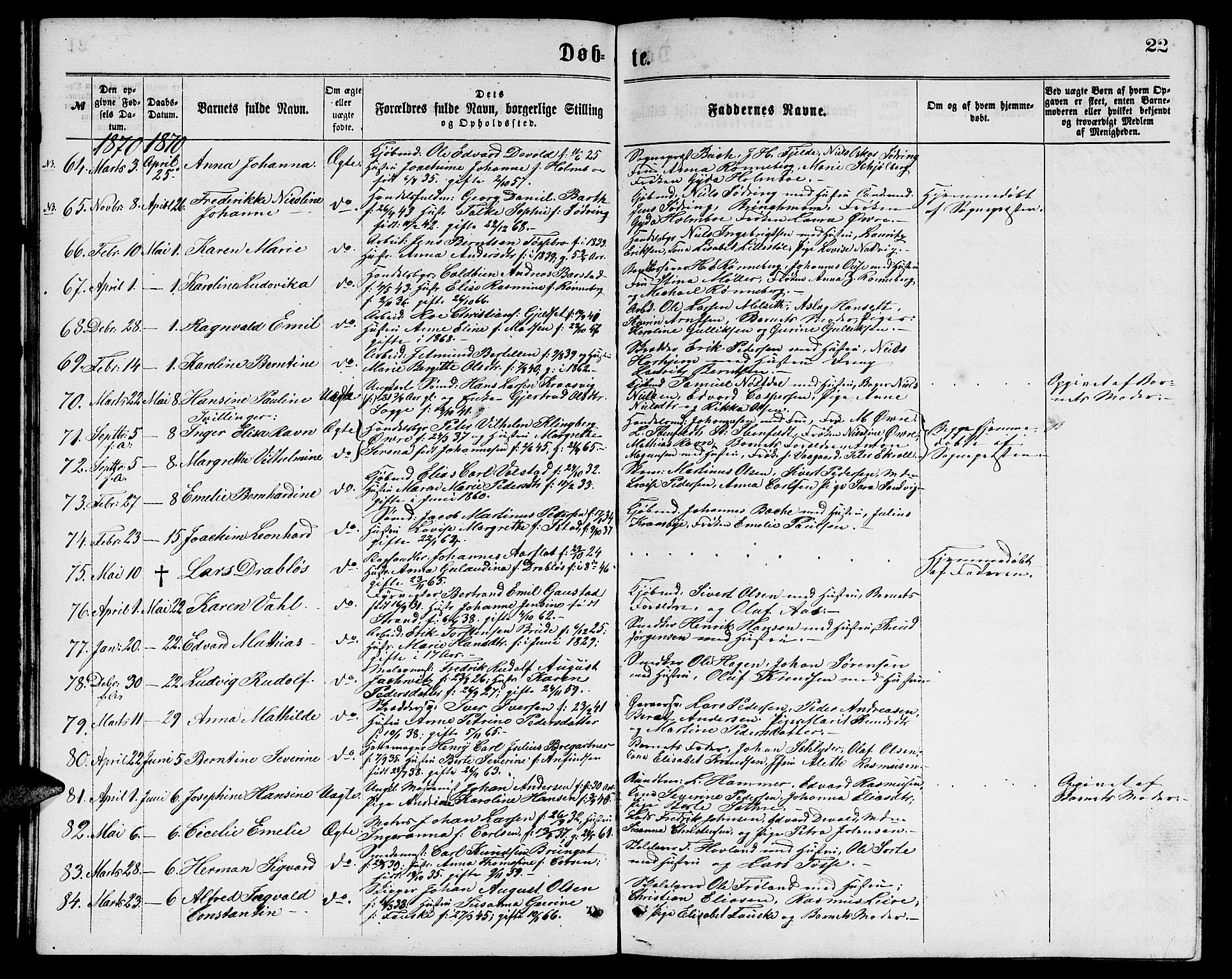 Ministerialprotokoller, klokkerbøker og fødselsregistre - Møre og Romsdal, AV/SAT-A-1454/529/L0465: Klokkerbok nr. 529C02, 1868-1877, s. 22