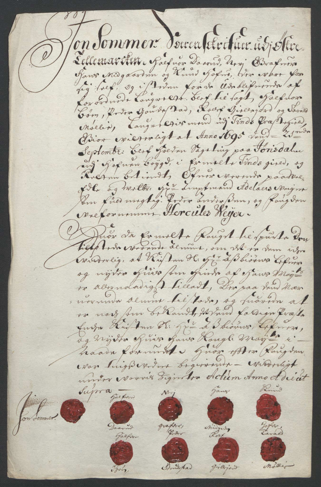 Rentekammeret inntil 1814, Reviderte regnskaper, Fogderegnskap, AV/RA-EA-4092/R36/L2093: Fogderegnskap Øvre og Nedre Telemark og Bamble, 1695, s. 485
