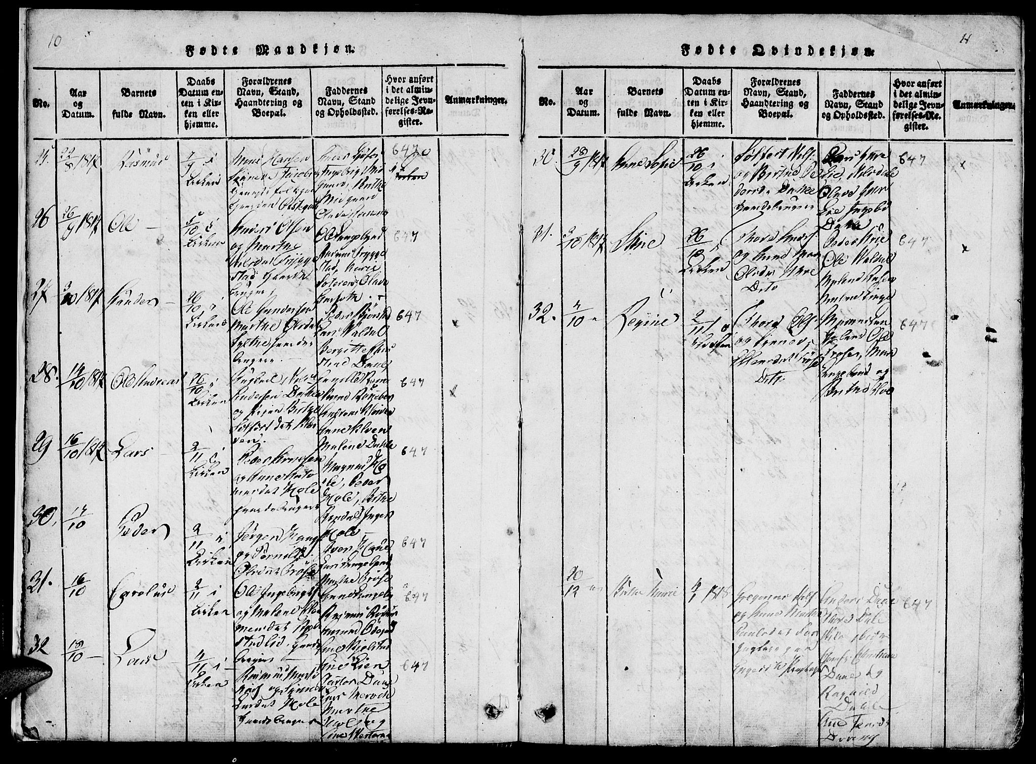 Ministerialprotokoller, klokkerbøker og fødselsregistre - Møre og Romsdal, AV/SAT-A-1454/519/L0260: Klokkerbok nr. 519C01, 1817-1829, s. 10-11