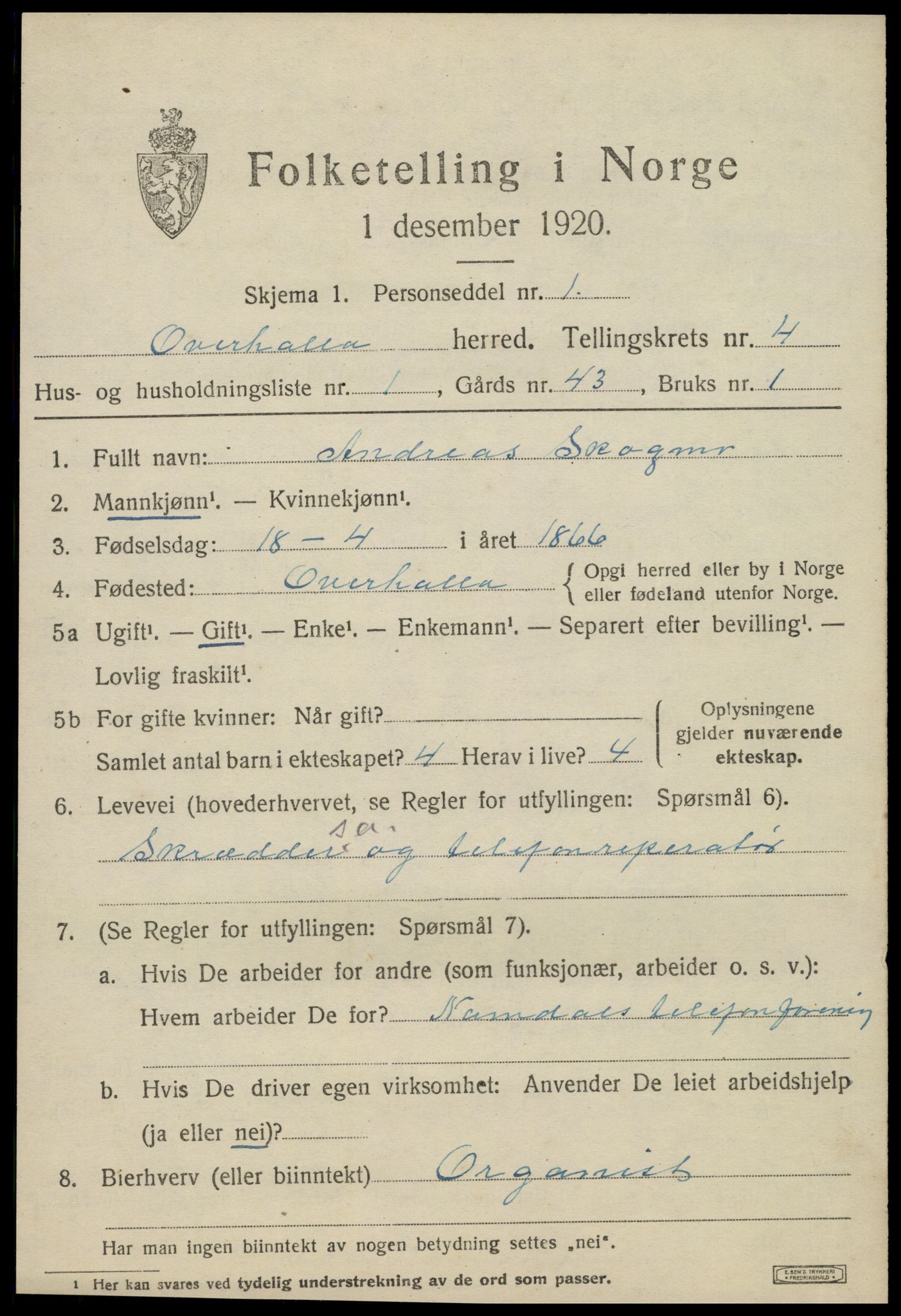SAT, Folketelling 1920 for 1744 Overhalla herred, 1920, s. 2608