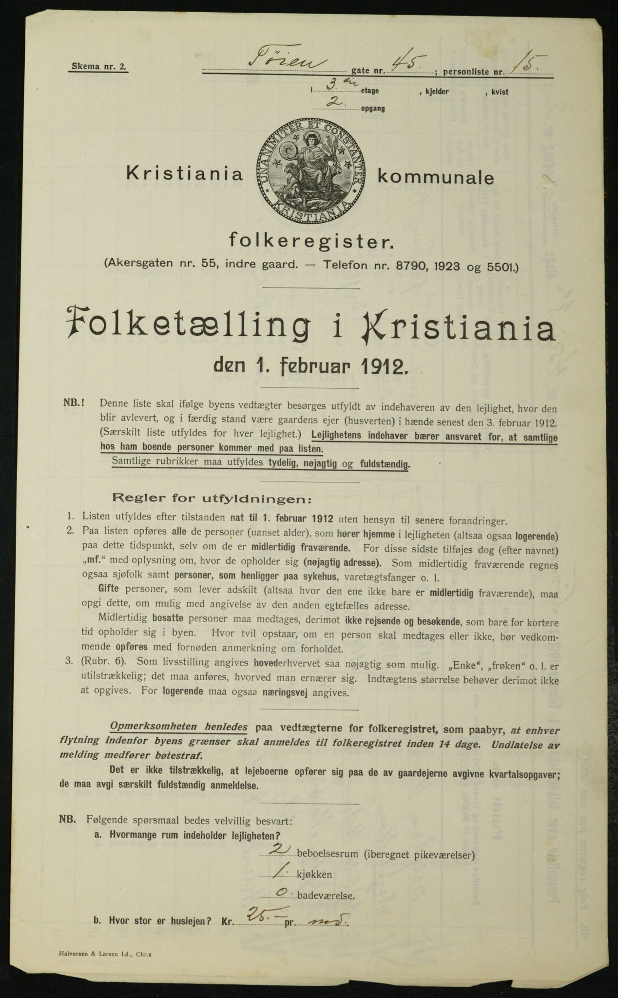 OBA, Kommunal folketelling 1.2.1912 for Kristiania, 1912, s. 118683