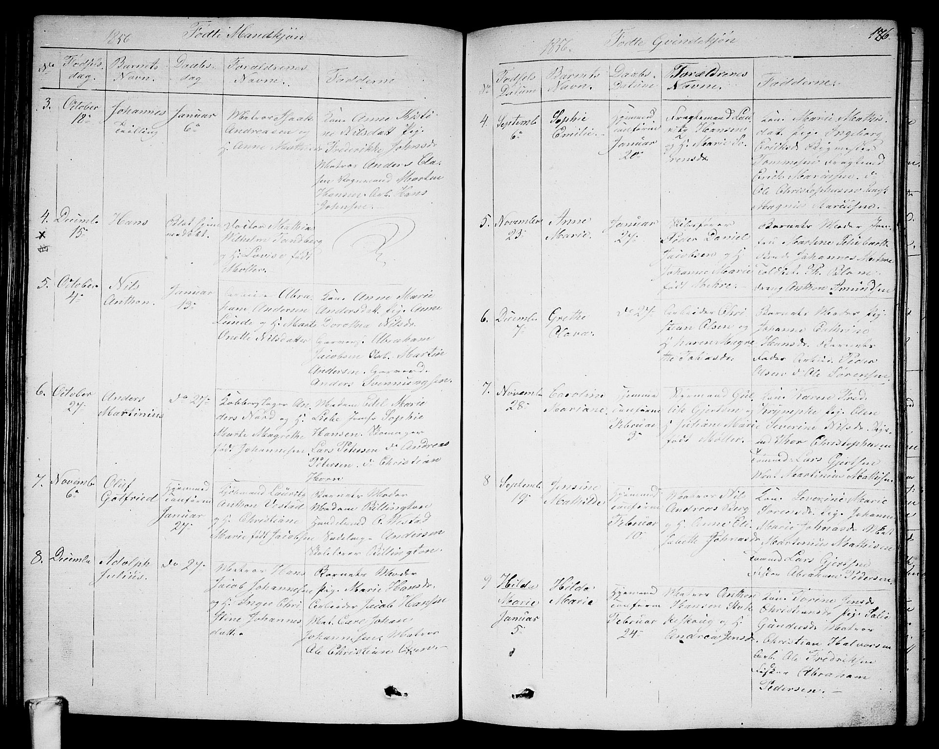 Larvik kirkebøker, AV/SAKO-A-352/G/Ga/L0003a: Klokkerbok nr. I 3A, 1830-1870, s. 186