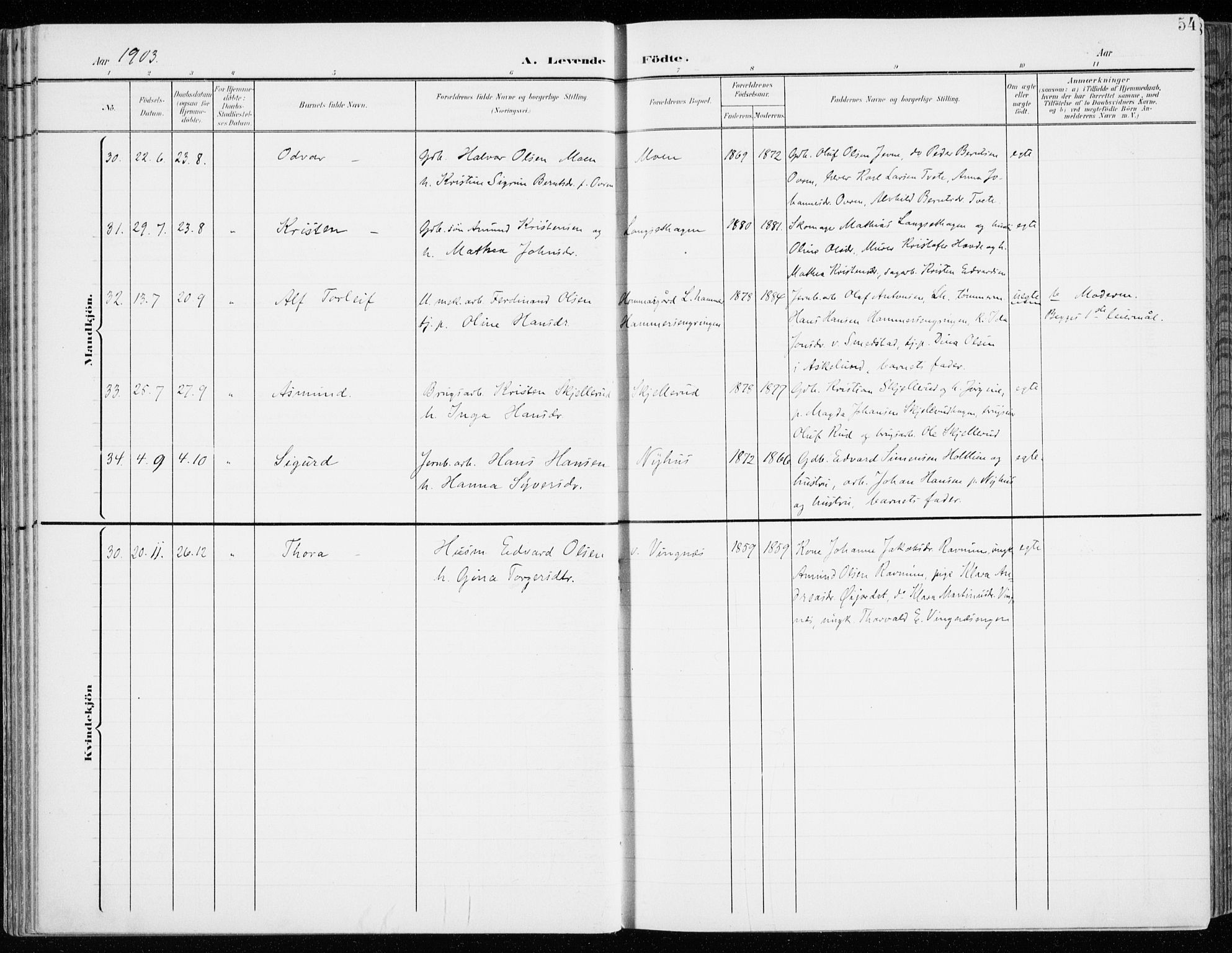 Fåberg prestekontor, AV/SAH-PREST-086/H/Ha/Haa/L0011: Ministerialbok nr. 11, 1899-1913, s. 54