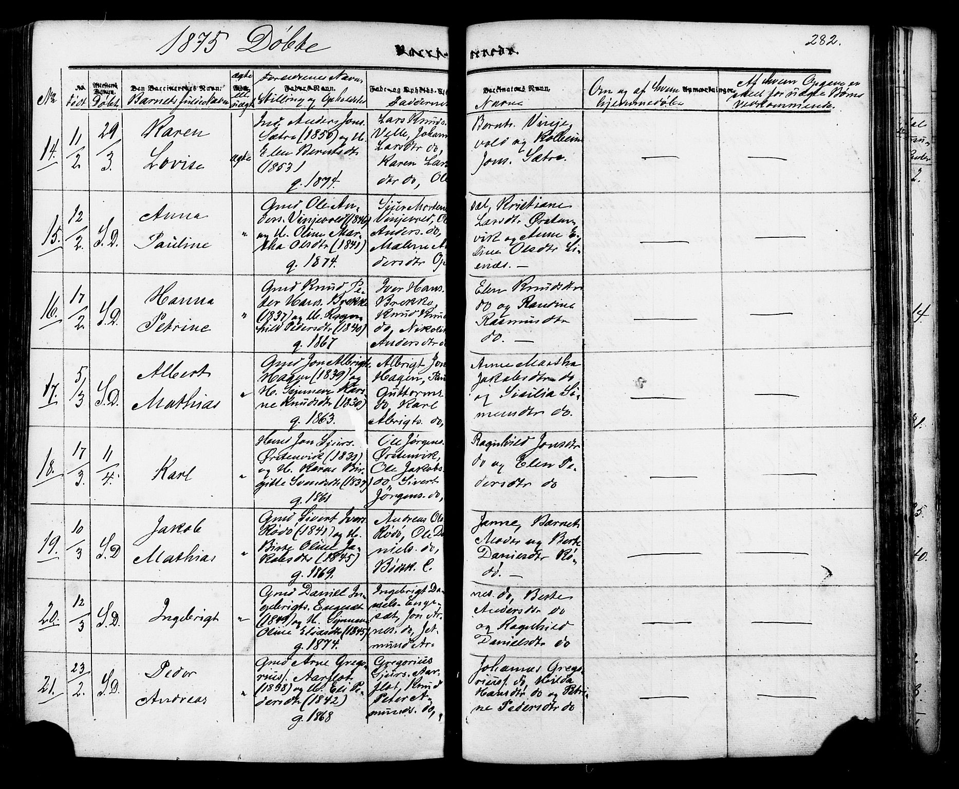 Ministerialprotokoller, klokkerbøker og fødselsregistre - Møre og Romsdal, AV/SAT-A-1454/513/L0175: Ministerialbok nr. 513A02, 1856-1877, s. 282