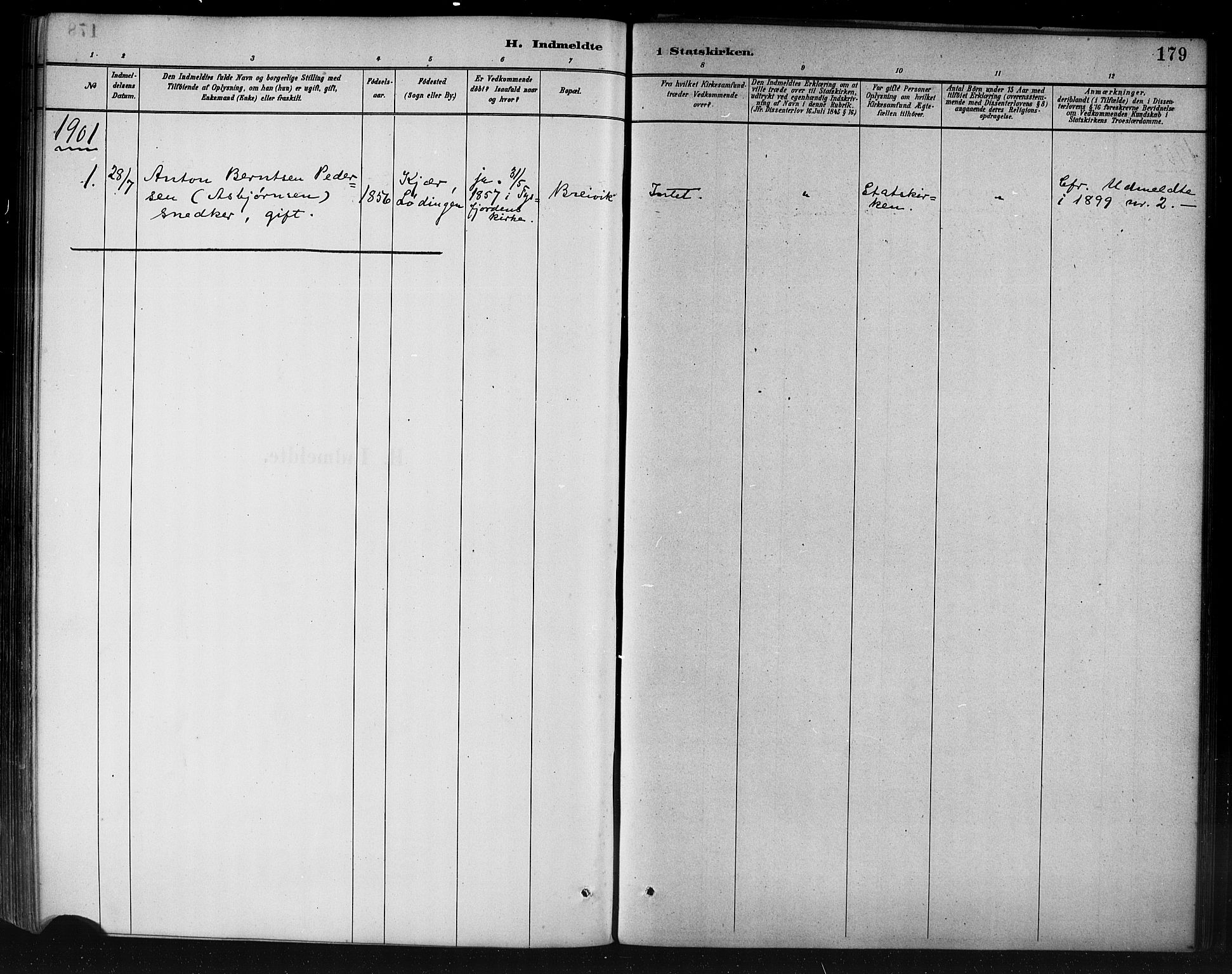 Ministerialprotokoller, klokkerbøker og fødselsregistre - Nordland, AV/SAT-A-1459/858/L0831: Ministerialbok nr. 858A01, 1884-1902, s. 179