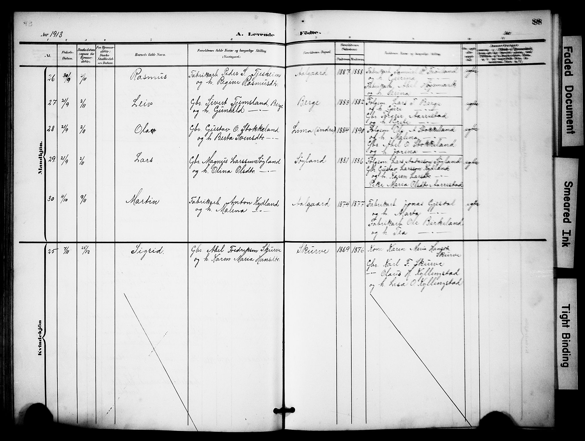 Lye sokneprestkontor, AV/SAST-A-101794/001/30BB/L0009: Klokkerbok nr. B 9, 1902-1923, s. 88