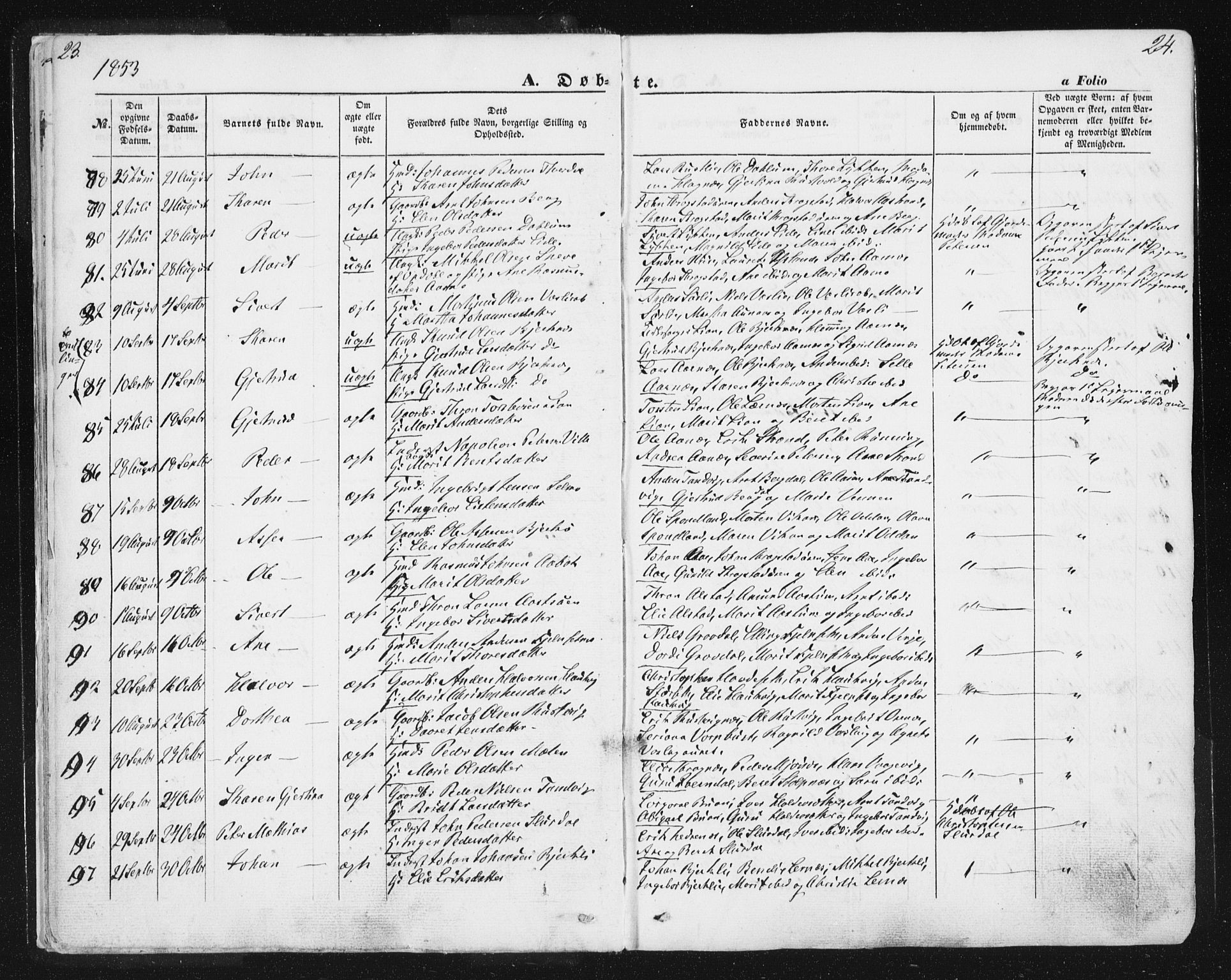 Ministerialprotokoller, klokkerbøker og fødselsregistre - Sør-Trøndelag, SAT/A-1456/630/L0494: Ministerialbok nr. 630A07, 1852-1868, s. 23-24