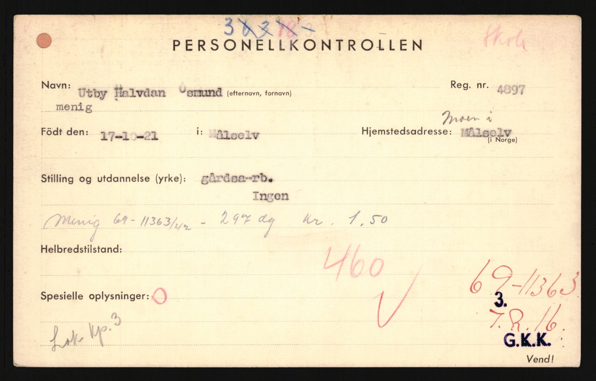 Forsvaret, Troms infanteriregiment nr. 16, AV/RA-RAFA-3146/P/Pa/L0024/0003: Rulleblad / Rulleblad for regimentets menige mannskaper, årsklasse 1942, 1942, s. 284