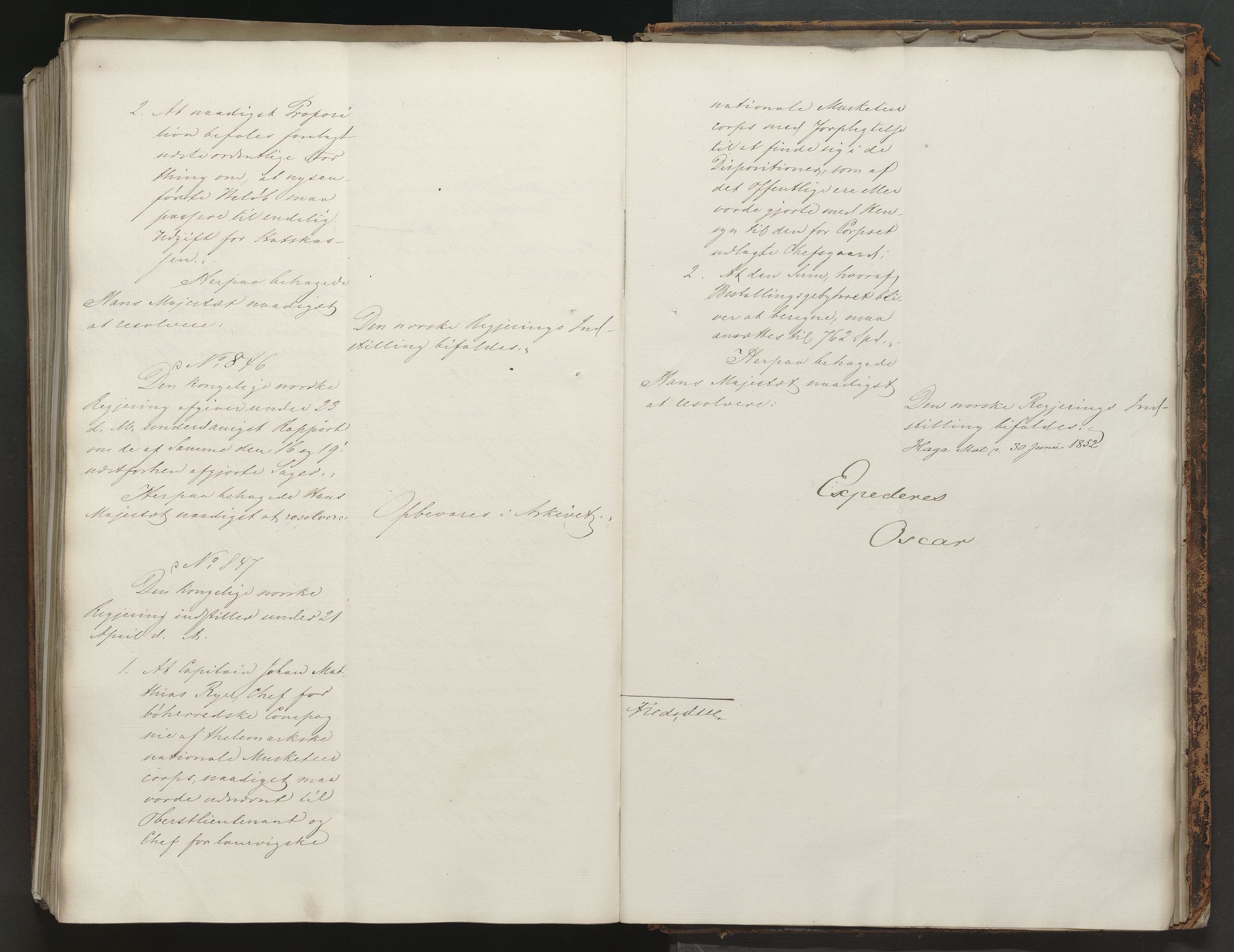 Statsrådssekretariatet, AV/RA-S-1001/A/Ab/L0075: Kgl. res. 1. halvår, 1852