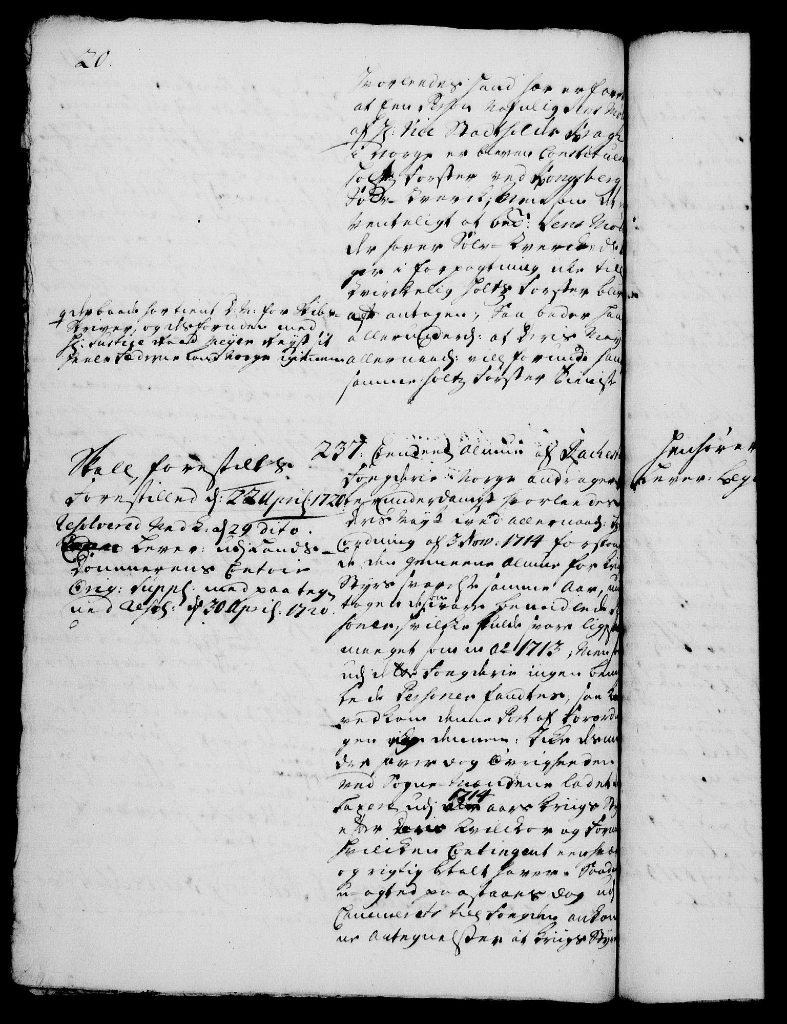Rentekammeret, Kammerkanselliet, RA/EA-3111/G/Gh/Gha/L0001: Norsk ekstraktmemorialprotokoll, sak. 1-375 (merket RK 53.46), 1720, s. 20